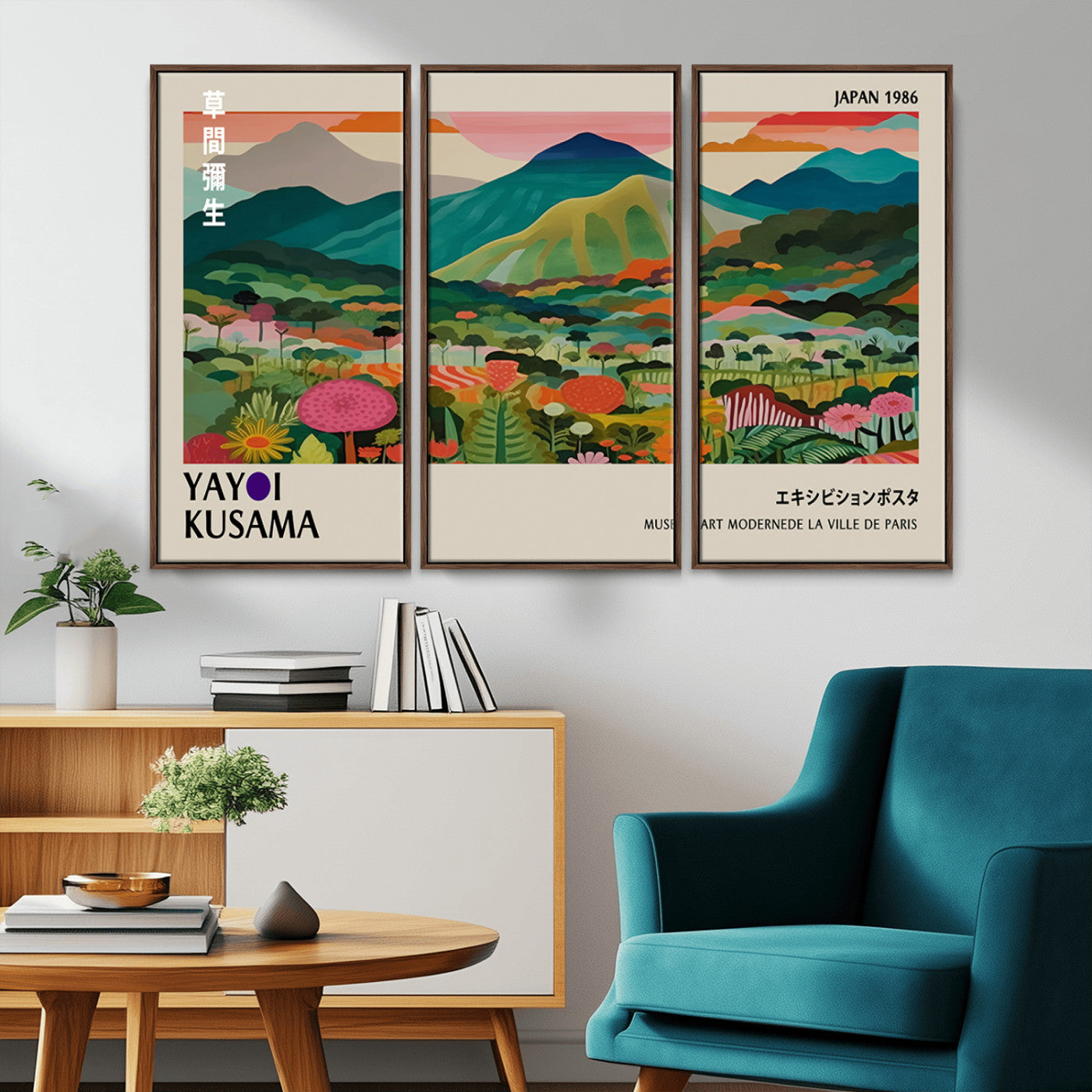 83384-MGV-CV-36X24-Yayoi Kusama Japan 1986 Canvas – Wabi Sabi Japanese Vibrant Abstract Wall Art Contemporary Canvas for Home, Office