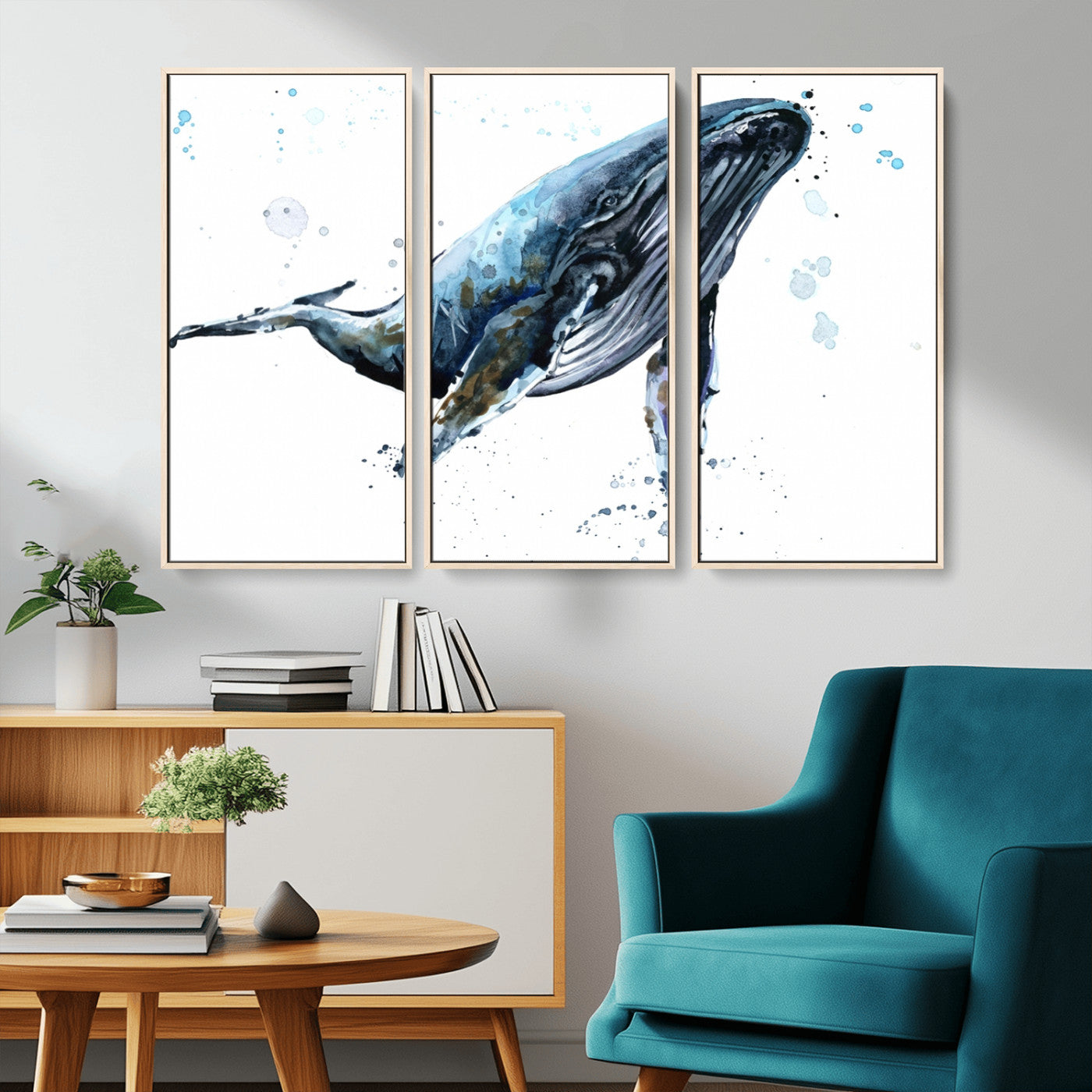 -Watercolor Whale Wall Art Canvas Print