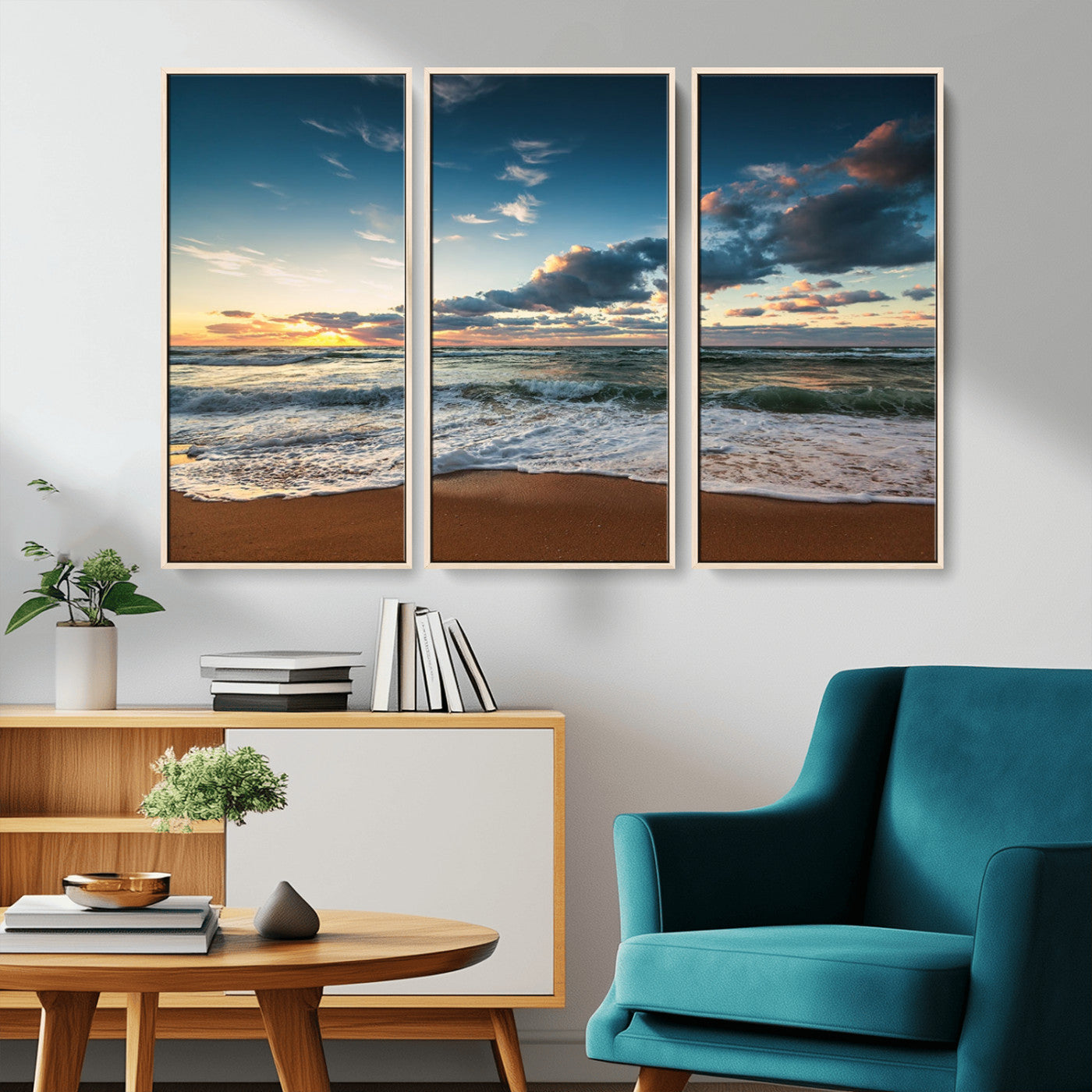 -Ocean Beach Wall Art Canvas Print Sunset Artwork Print Coastal Wall Art