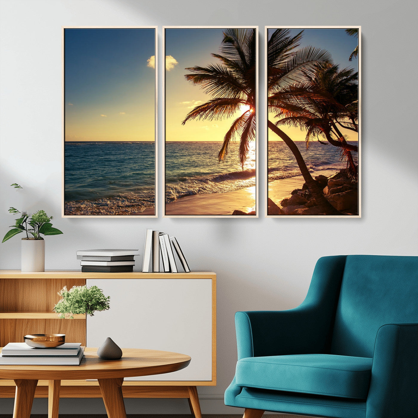-Sunset Palm Trees Wall Art Canvas Print
