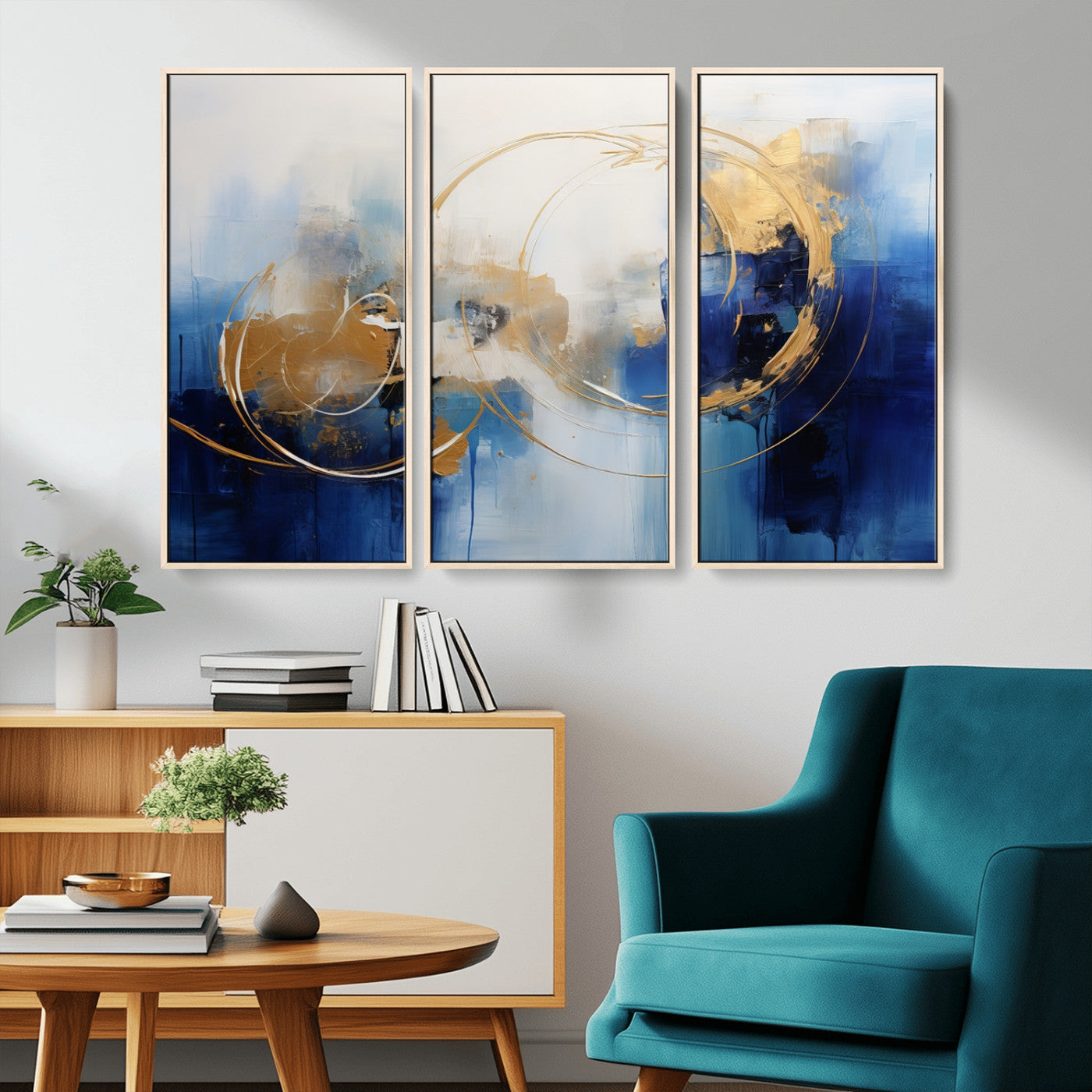 52314-MGV-CV-36X24-Navy Blue Abstract Wall Art Canvas Print