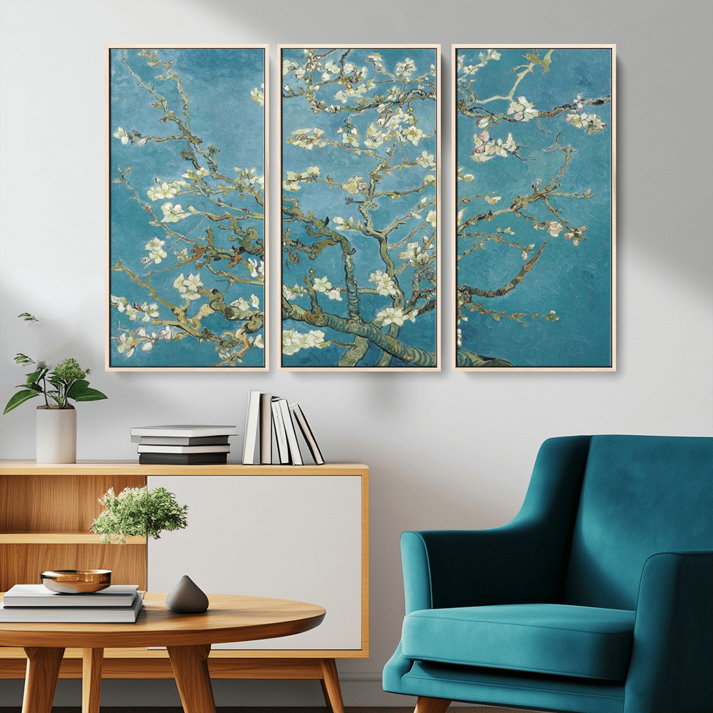 65607-MGV-FC-48X32-3P_Natural-Vincent Van Gogh's Almond Blossom Abstract Wall Art Canvas, Van Gogh Almond Blossom Canvas Print