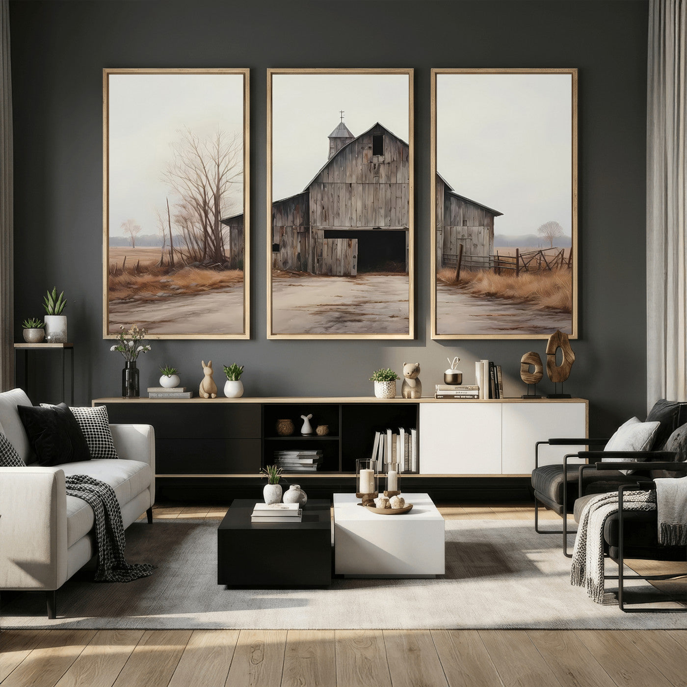 11602-MGV-CV-36X24 - Farmhouse Rustic Barn Wall Art Canvas Print – Framed and Ready to Hang – Perfect Addition to