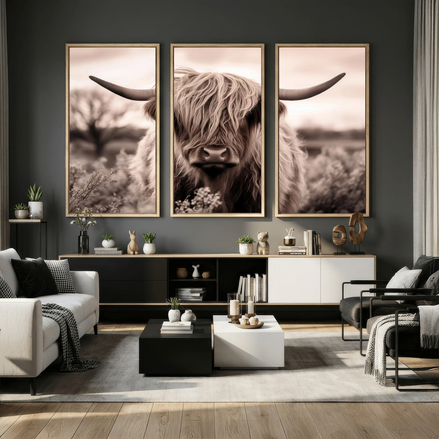 55903-MGV-CV-36X24 - Scottish Cow Longhorn Wall Art Canvas Print
