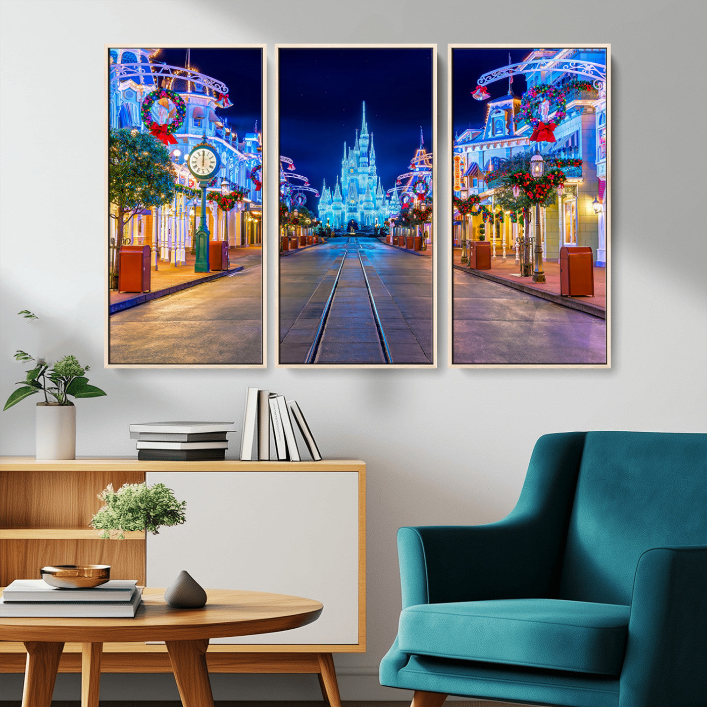 12470-MGV-CV-36X24-Disney Castle Wall Art – Large Magic Kingdom Canvas Artwork, Fairytale Design, Kids Room Christmas Decor for Home, Office