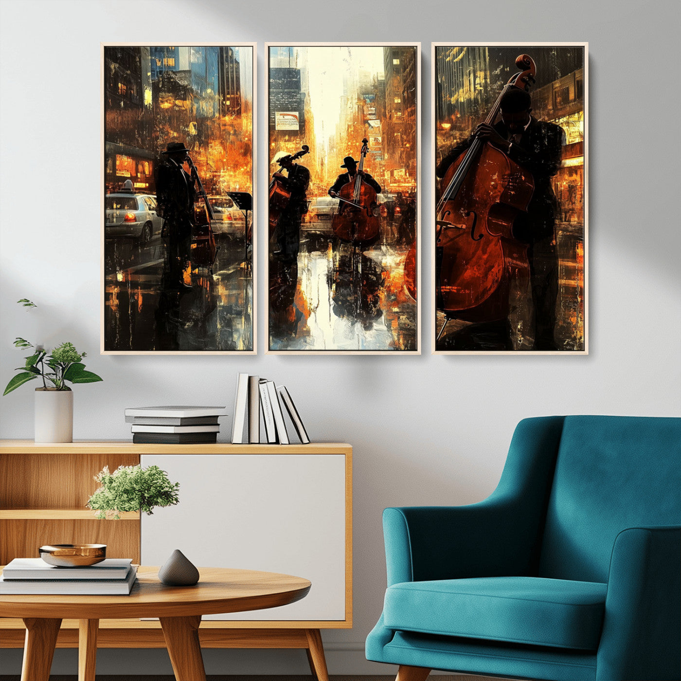 -African American Abstract Jazz Wall Art - Framed Abstract Music Canvas - Colorful Instrument Canvsa