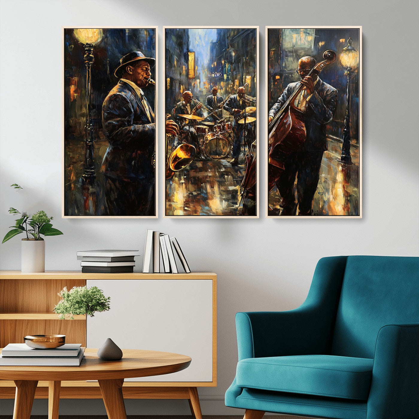 -Jazz Canvas Wall Art Print - Abstract African American Music Art - Framed Posters for Living Room or