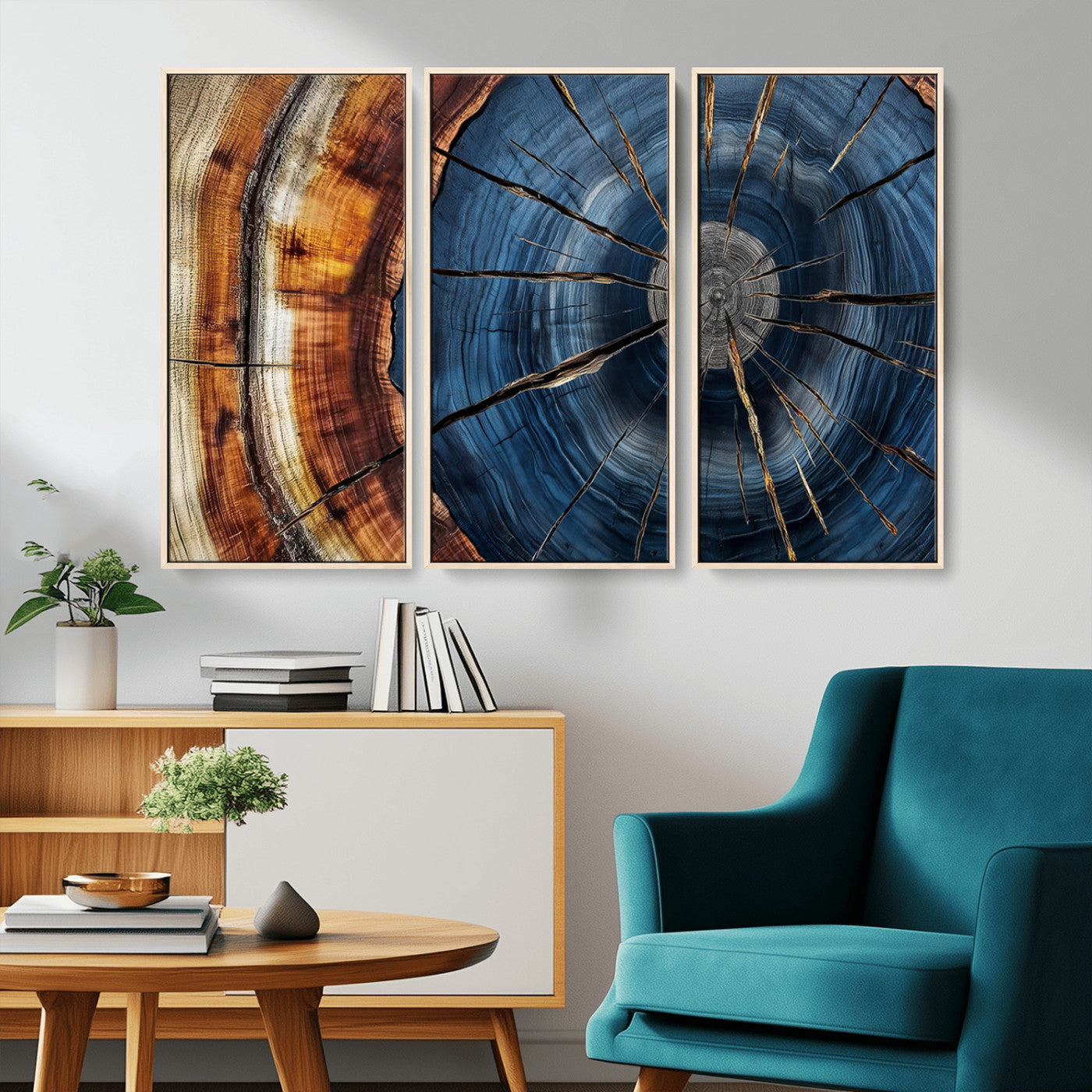 45268471-MGV-CV-36X24-Framed Abstract Tree Ring Wall Art Print Natural Rustic Wood Texture Canvas Print Wood Tree Stump Decor Home, Office