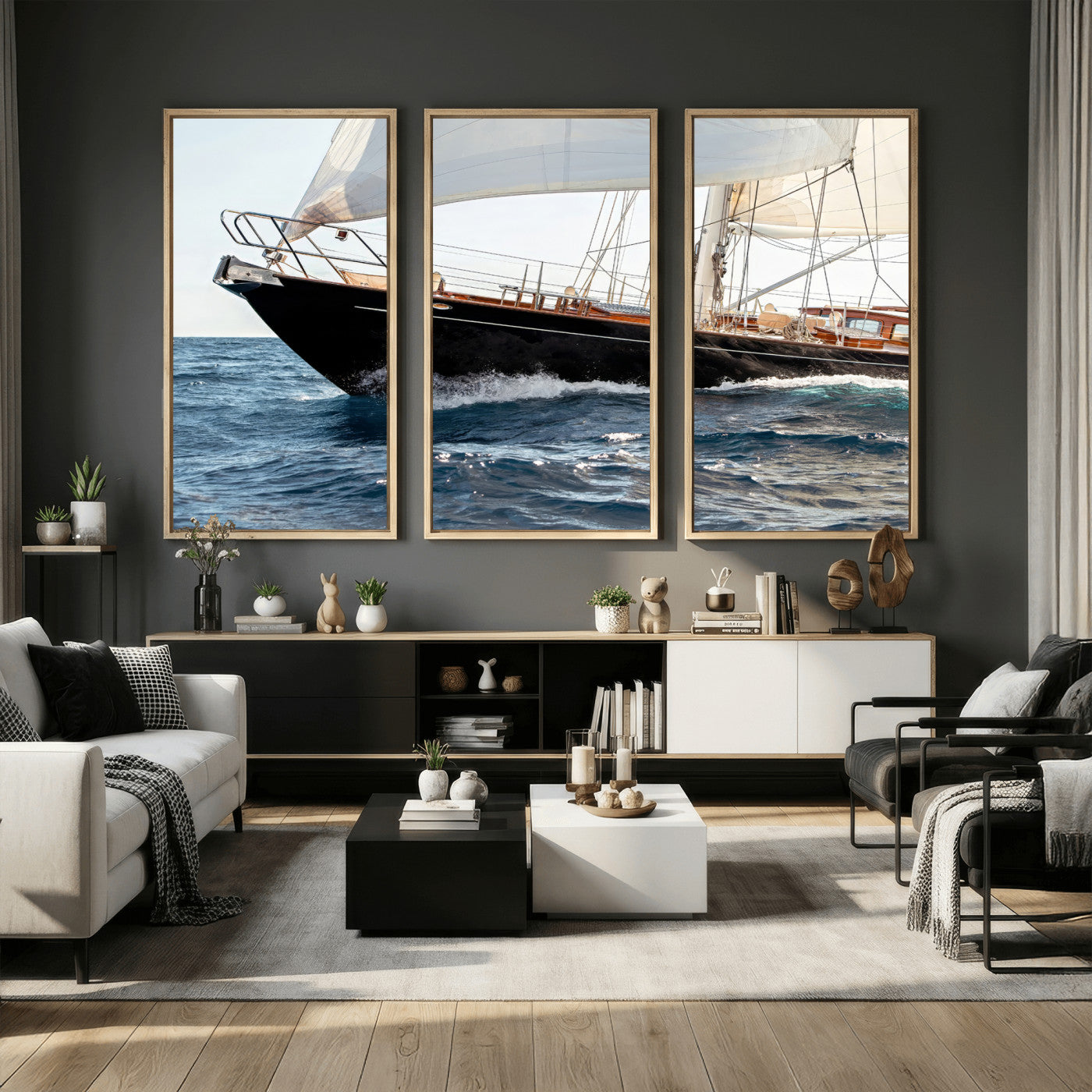 97168626-MGV-CV-36X24 - Boat Yacht Wall Art – Ocean Waves & Sailing Adventure Canvas Print, Nautical Elegance & Marine Journey for Living Room or Luxury Decor