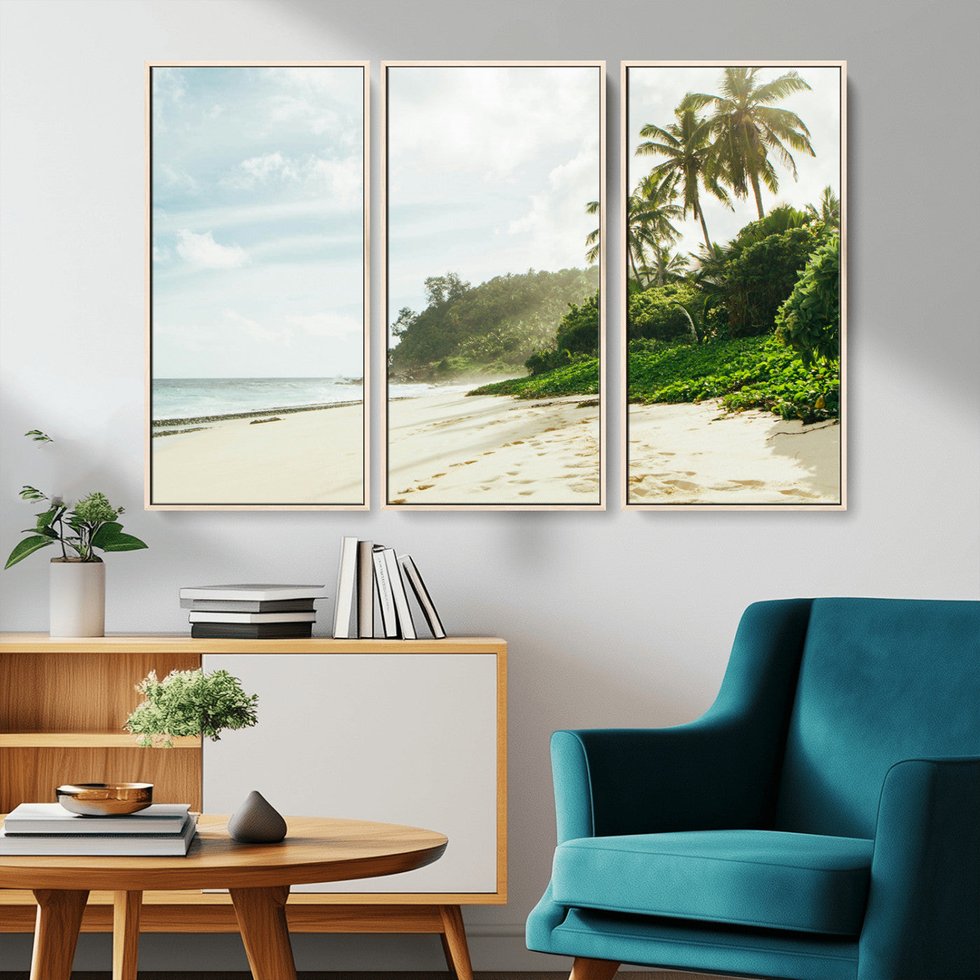 -Relaxing Beach Wall Art Canvas Print – Framed Ocean View Coastal Serenity Tropical Nature Scene Artwork for Home Office