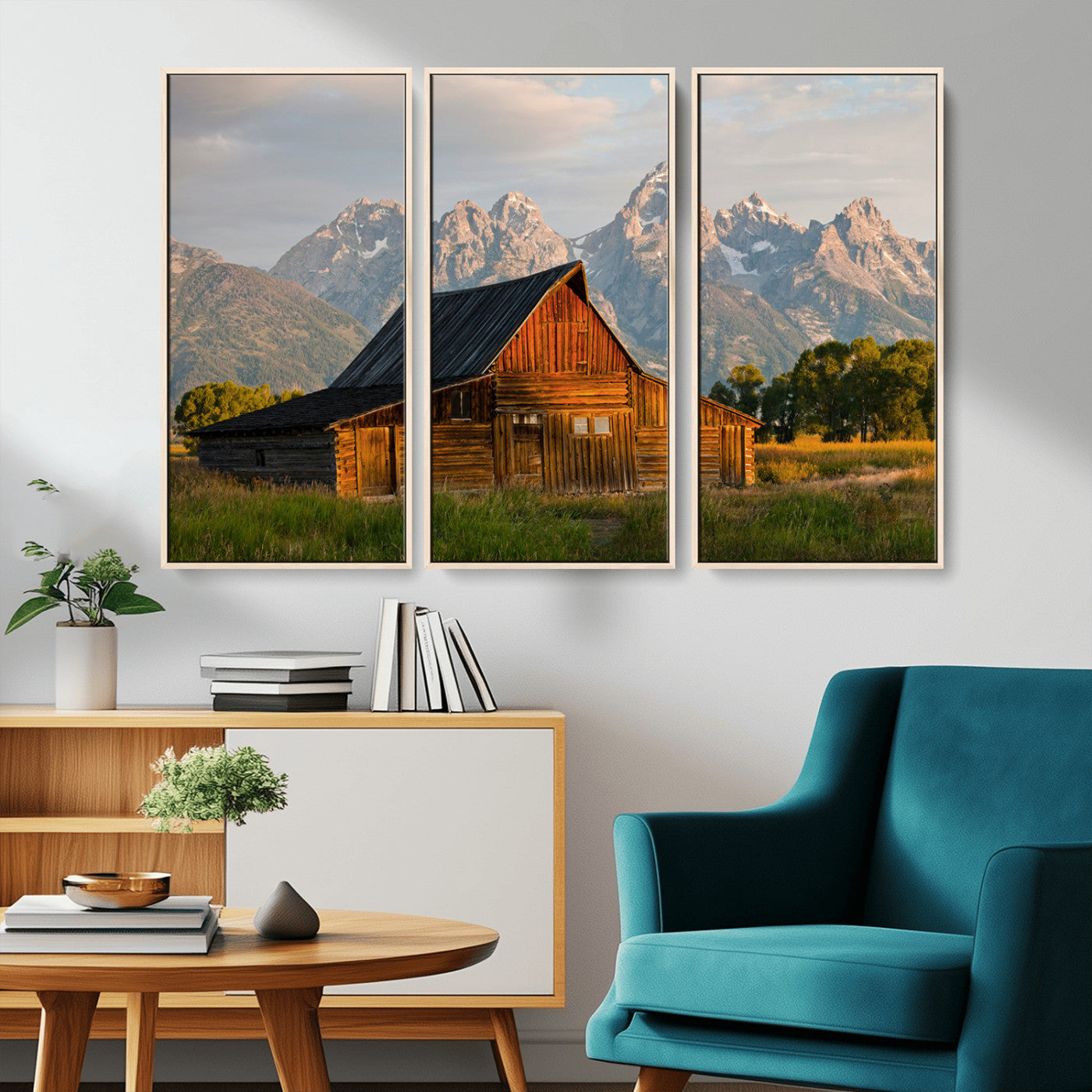 31771014-MGV-CV-36X24-Rustic Barn Wall Art Canvas Print – Framed Western Landscape Farmhouse Style Rustic Nature Scene Artwork for Home Office