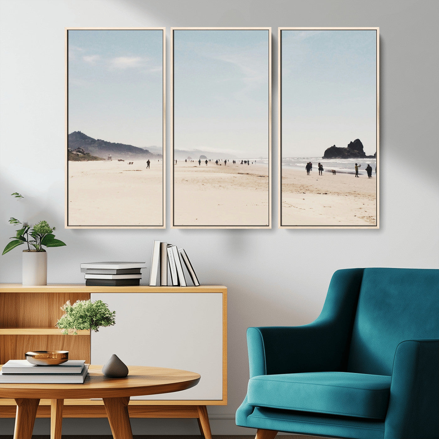 28307820-MGV-CV-36X24-Minimalist Beach Wall Art Canvas Print – Framed Coastal Serenity Soft Sand Nature Scene Artwork for Home Office