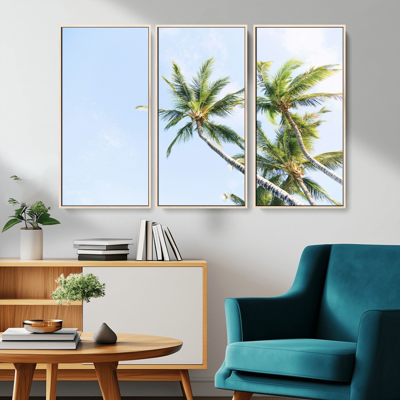 -Palm Trees Wall Art Canvas Print – Framed Tropical Coastal Nature Scene Artwork for Home Office