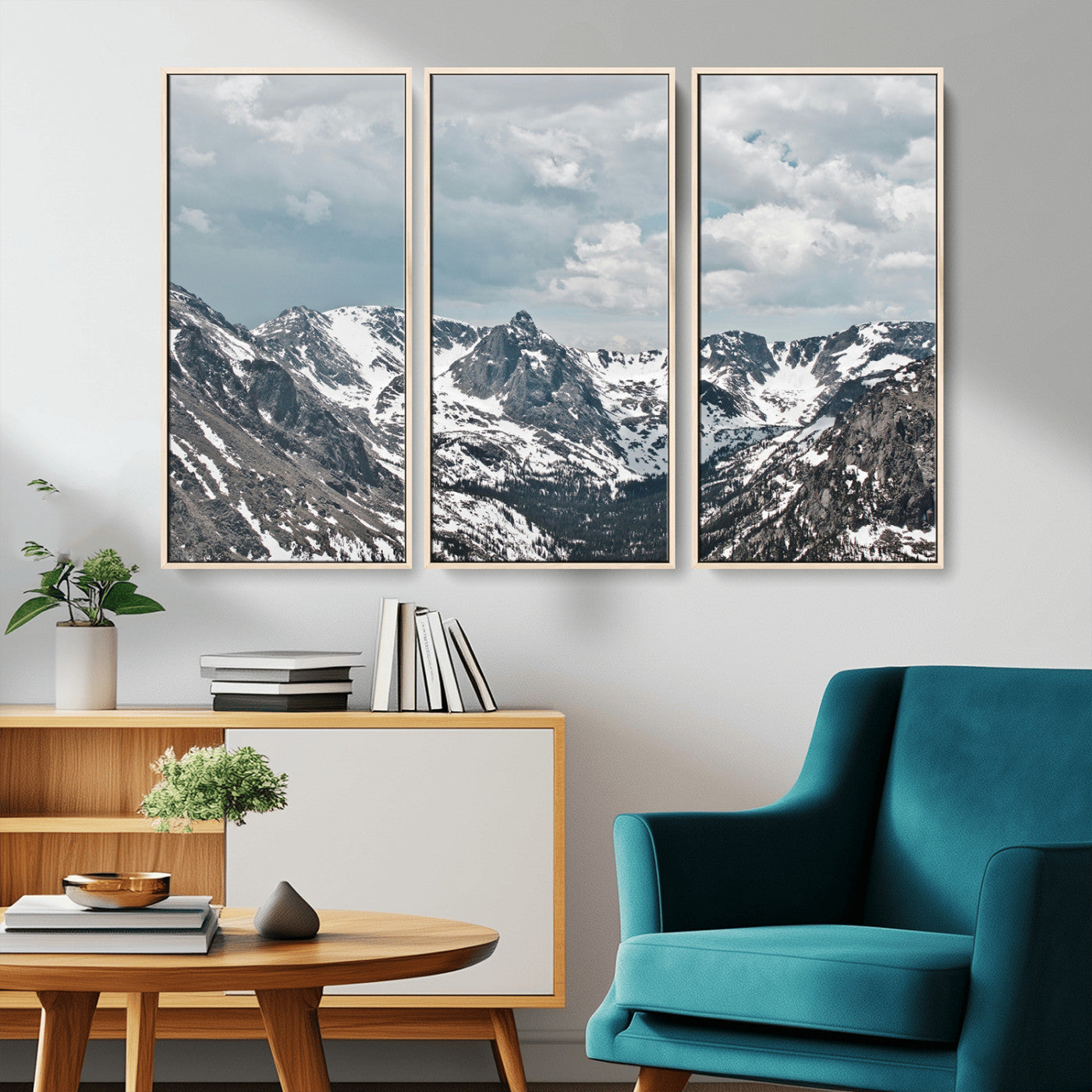 -Snowy Peaks Wall Art Canvas Print – Alpine Wilderness Mountain Escape Winter Serenity Artwork for Home, Office