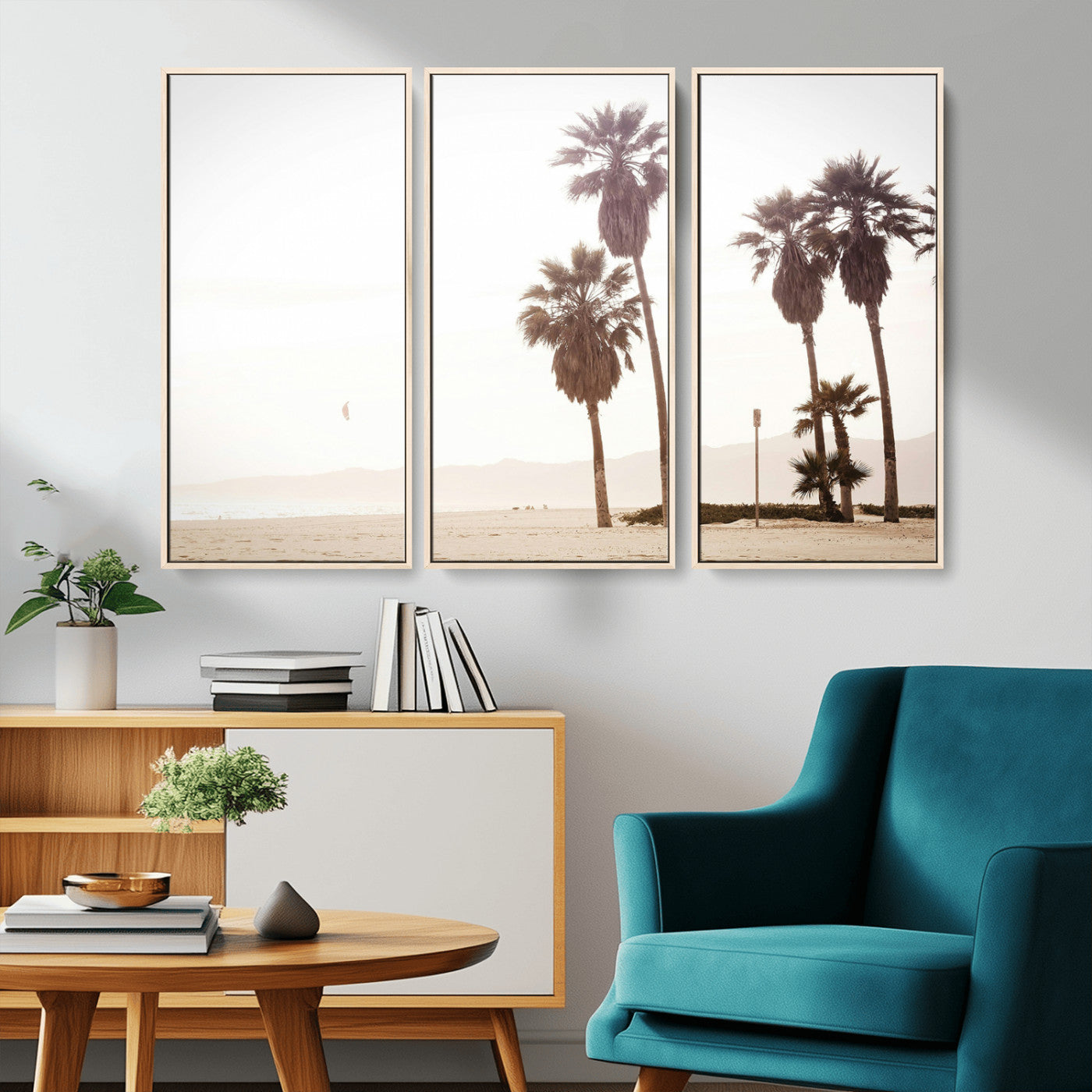 -Coastal Light Wall Art Canvas Print – Relaxing Shoreline Minimalist Ocean Tropical Serenity Artwork for Home, Office