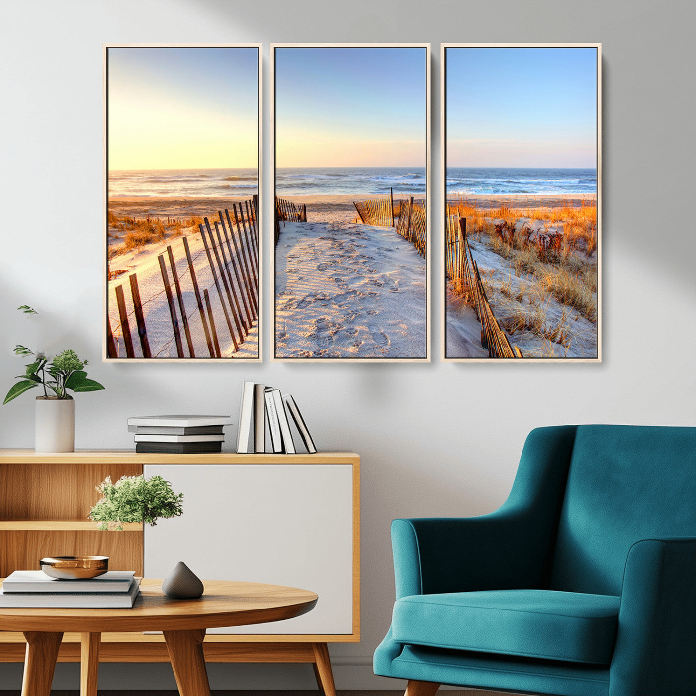 73351887-MGV-CV-36X24-Ocean Sunset Wall Art Canvas Print – Nautical Beach Photography Summer Coastal Serenity Artwork for Home, Office