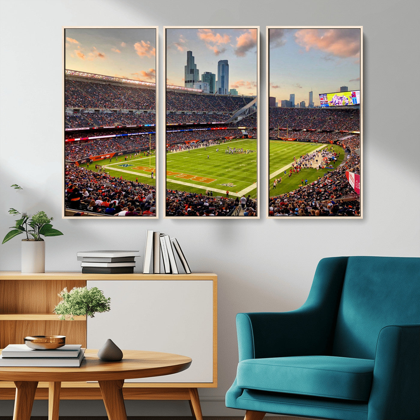 -Chicago Bears Soldiers Field Wall Art Canvas Print – Framed Football Stadium Artwork for Home, Office, Living Room