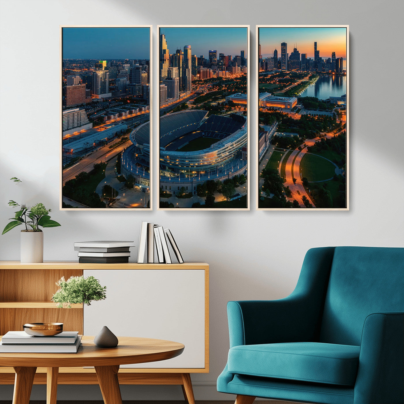 -Chicago Bears Soldiers Field Wall Art Canvas Print – Framed Football Stadium Artwork for Home, Office, Living Room