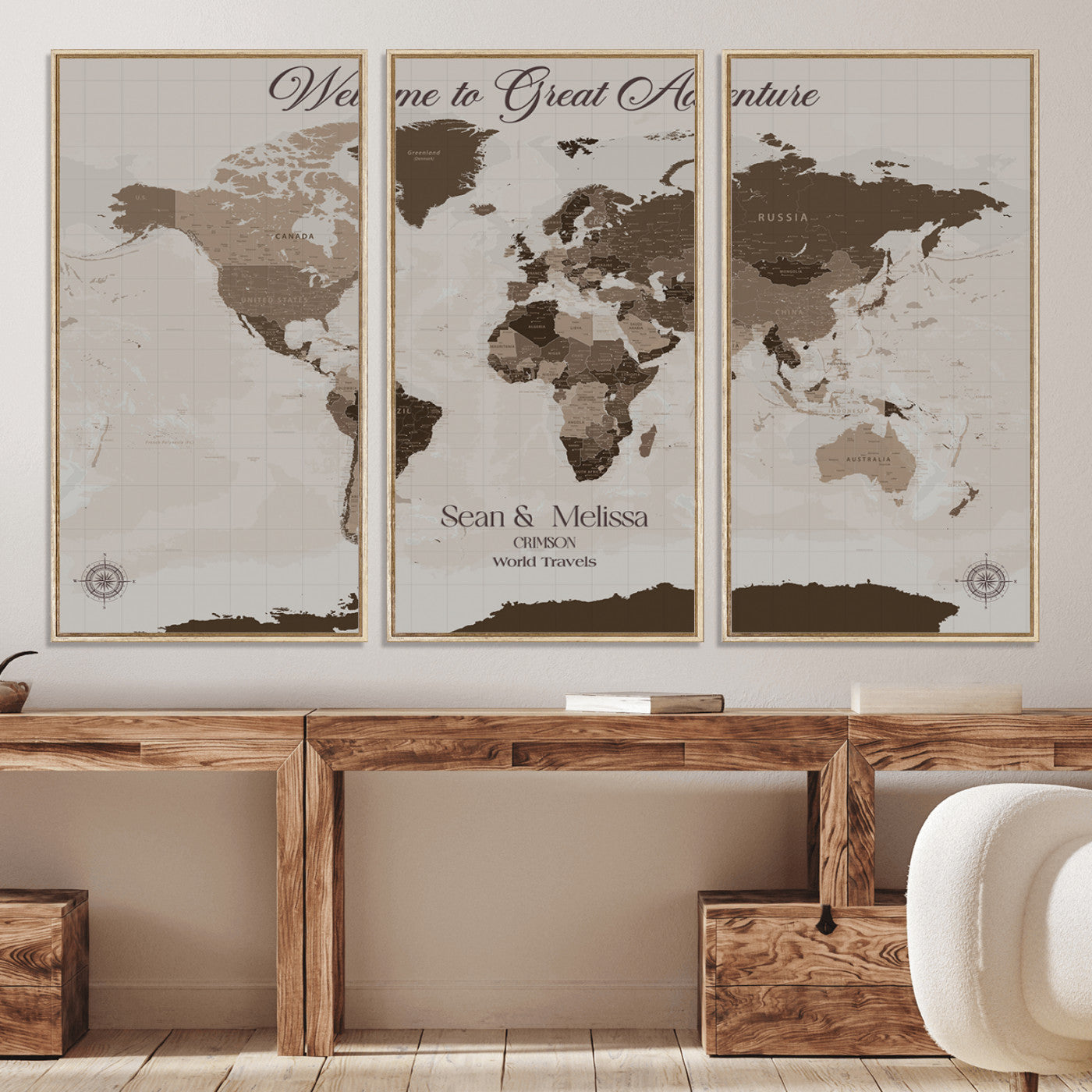 -Personalized World Map Canvas Custom Framed Push Pin Travel Tracker Modern Minimalist Wall Art Gift Couples for Home, Office