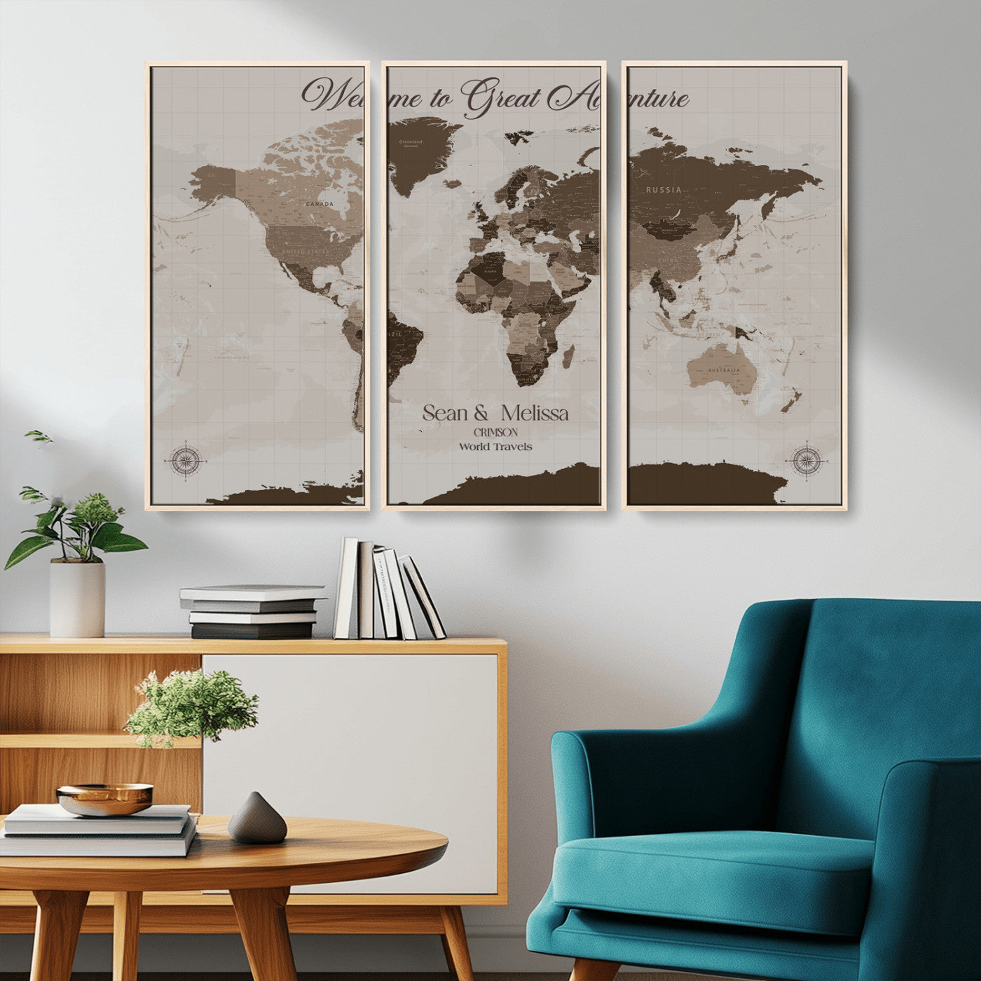 Rehber01-MGV-CV-36X24-Custom Push Pin World Map Wall Art Canvas Print – Personalized Travel Tracker with Pins Framed Large for home, office