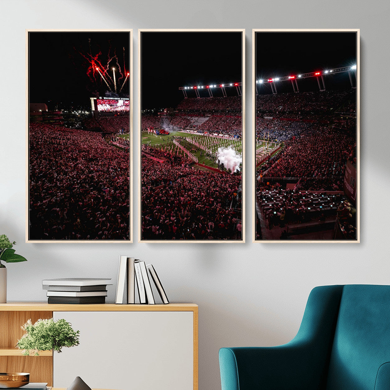 60690191-MGV-FC-48X32-3P - William Brice Stadium Wall Art Print – Baseball Game Room Artwork Print for Basement Dorm, Home, Office