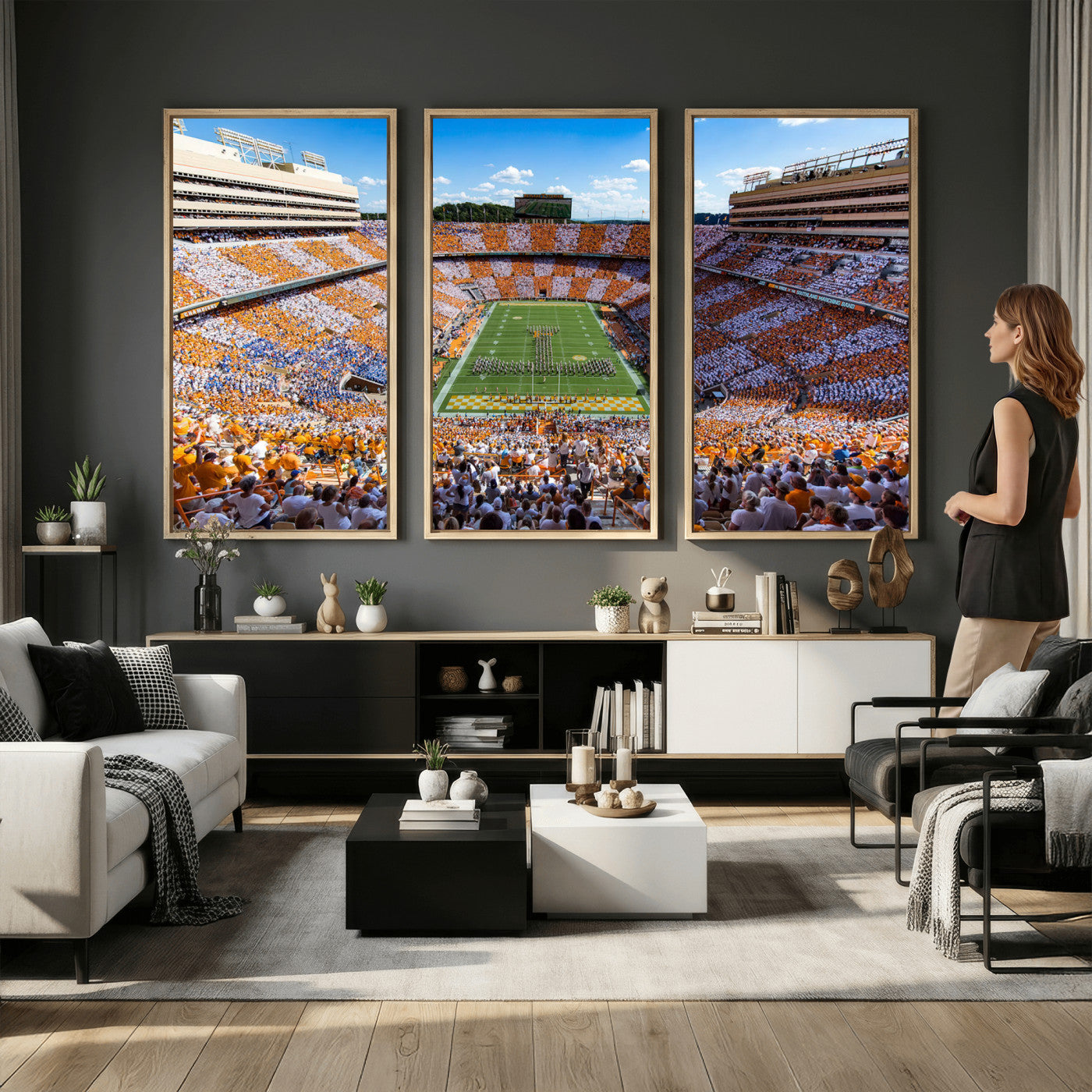 77097951-MGV-CV-36X24 - Tennessee Neyland Stadium Wall Art, Sports Arena Canvas Print, Panoramic Stadium Canvas Artwork for Home, Office