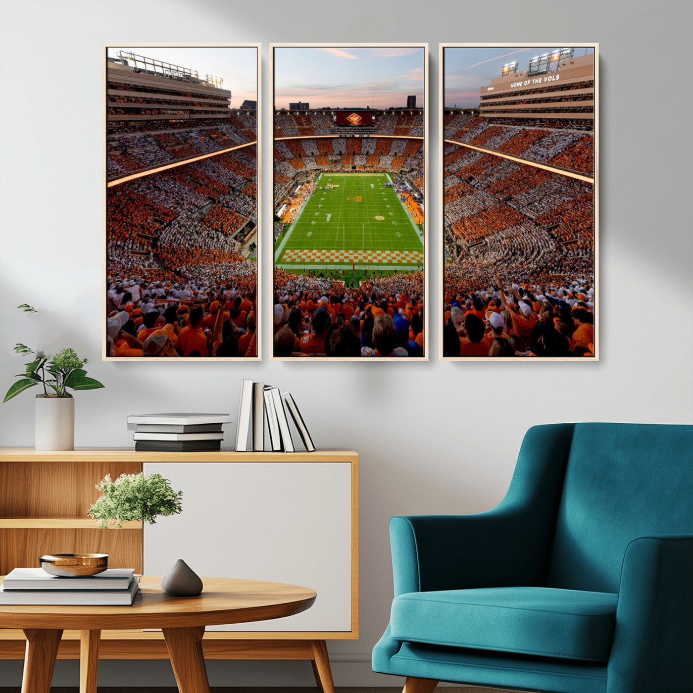 37160229-MGV-CV-48X32-3P-Tennessee Neyland Stadium Wall Art, Sports Arena Canvas Print, Panoramic Stadium Canvas Artwork for Home, Office