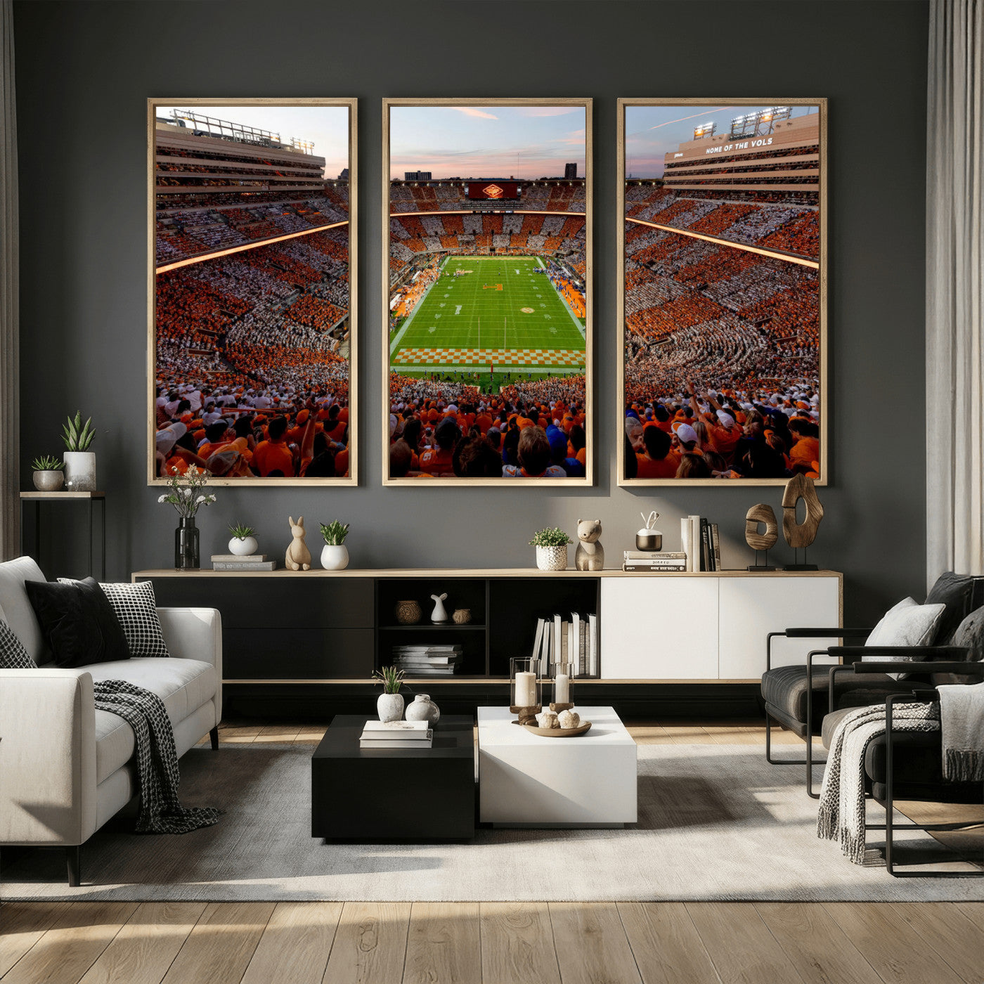 37160229-MGV-CV-36X24 - Tennessee Neyland Stadium Wall Art, Sports Arena Canvas Print, Panoramic Stadium Canvas Artwork for Home, Office