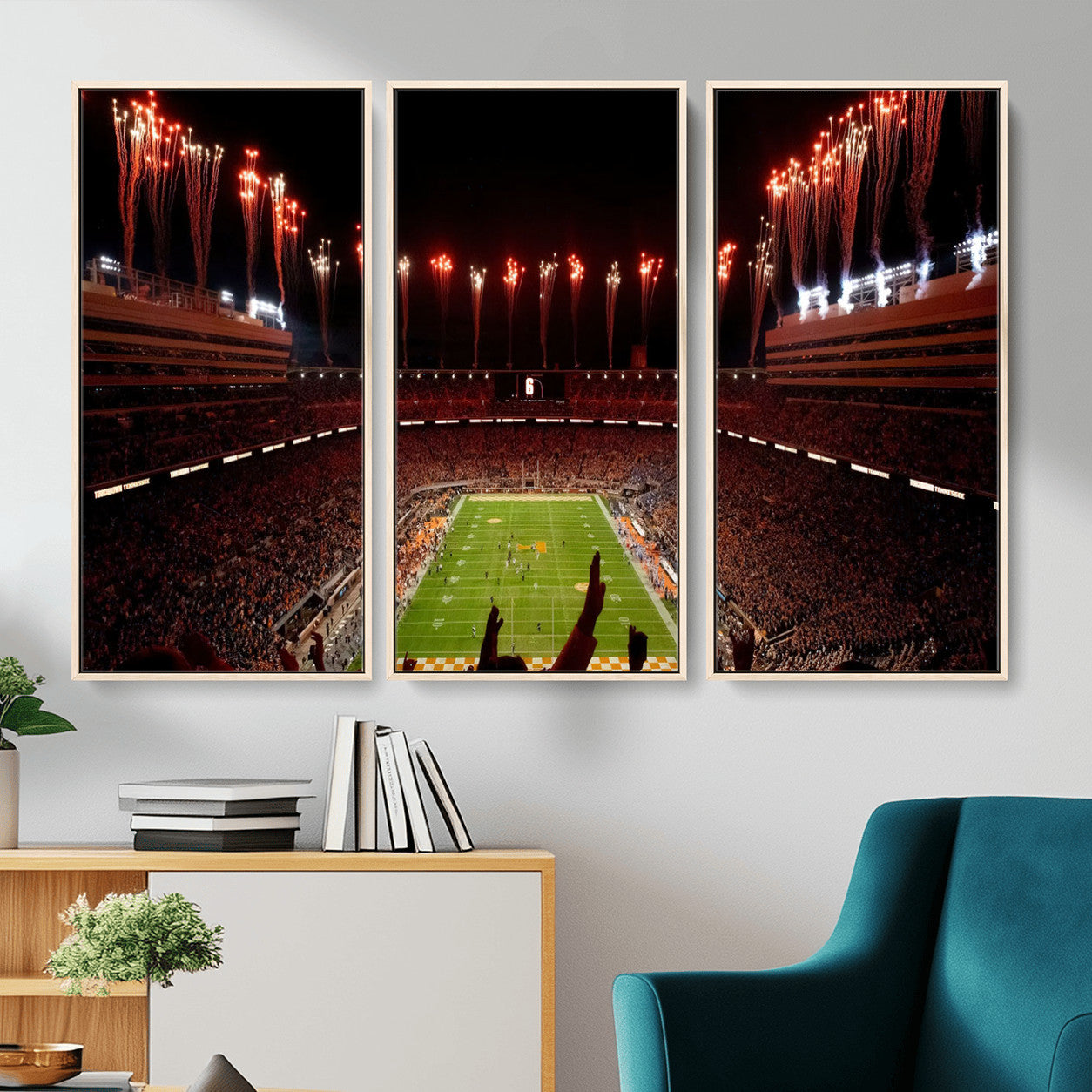 73358115-MGV-FC-48X32-3P - Tennessee Neyland Stadium Wall Art, Sports Arena Canvas Print, Panoramic Stadium Canvas Artwork for Home, Office