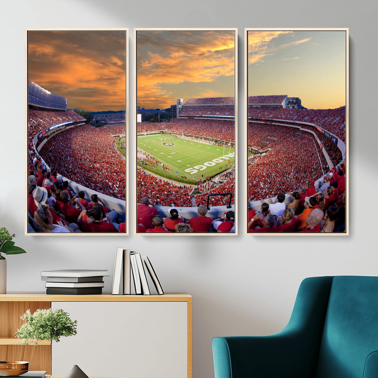 73680988-MGV-FC-48X32-3P - Dooley Stadium Wall Art, Sports Arena Canvas Print, Dooley Field Sanford Stadium Artwork for Home, Office