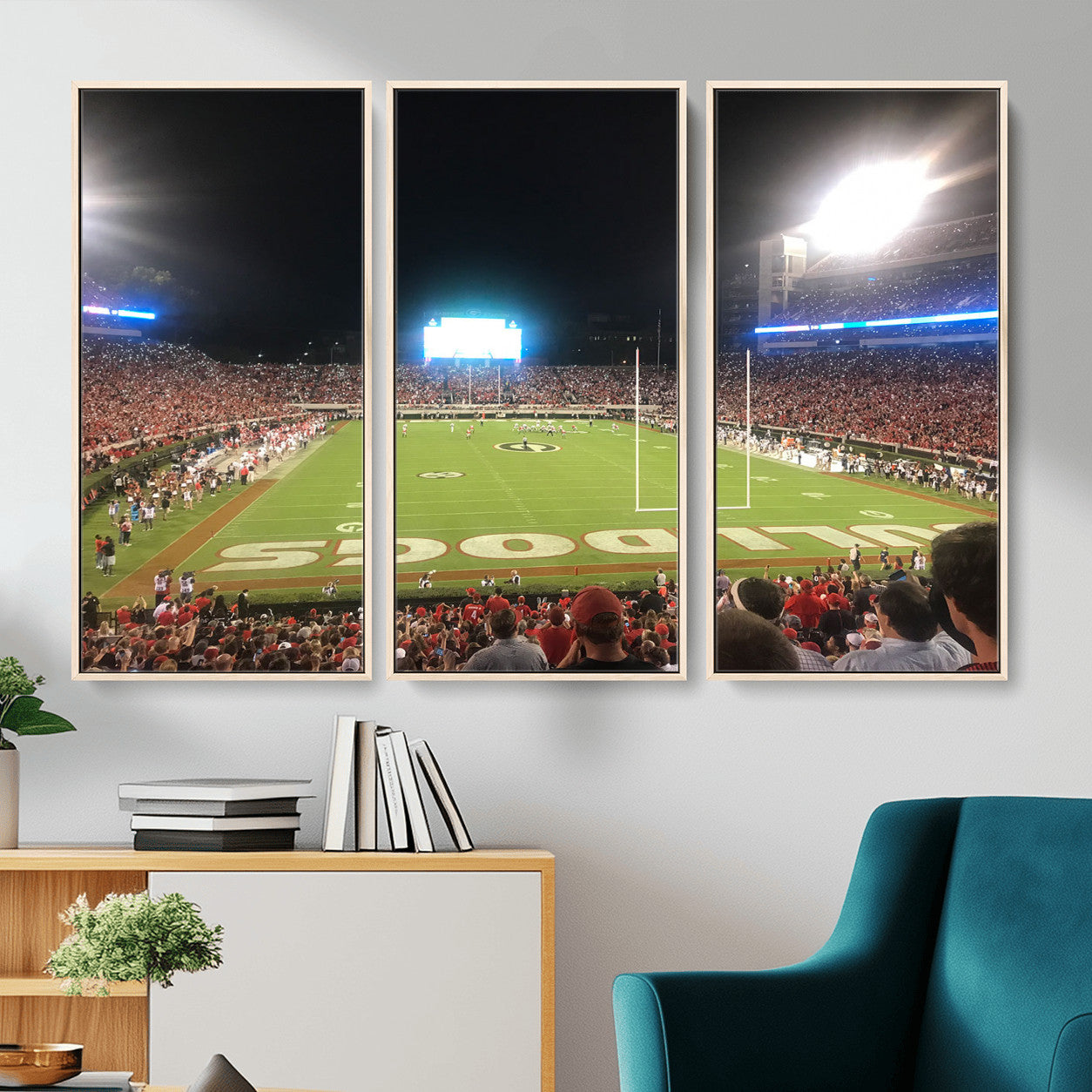 16230786-MGV-FC-48X32-3P - Dooley Stadium Wall Art, Sports Arena Panoramic Canvas Print, Modern Stadium Landscape Artwork for Home, Office