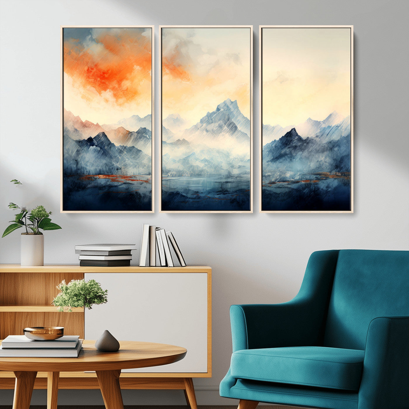 WRM1005-MGV-CV-36X24-Warm Clouds Abstract Mountain Wall Art Canvas Print