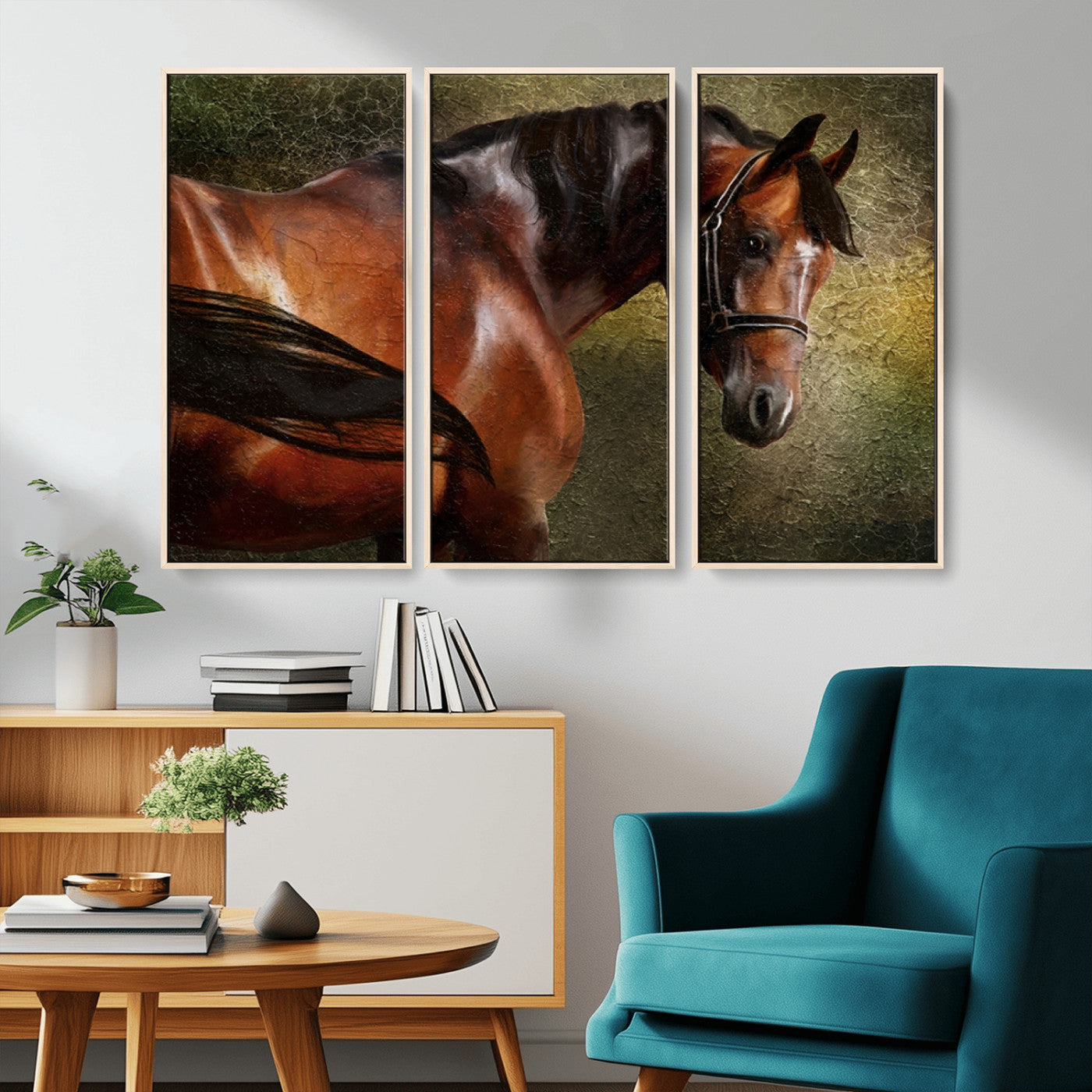 -Majestic Brown Horse Wall Art Canvas Print – Framed Equestrian Artwork with Elegant Stallion Artwork for Home or Office Decor