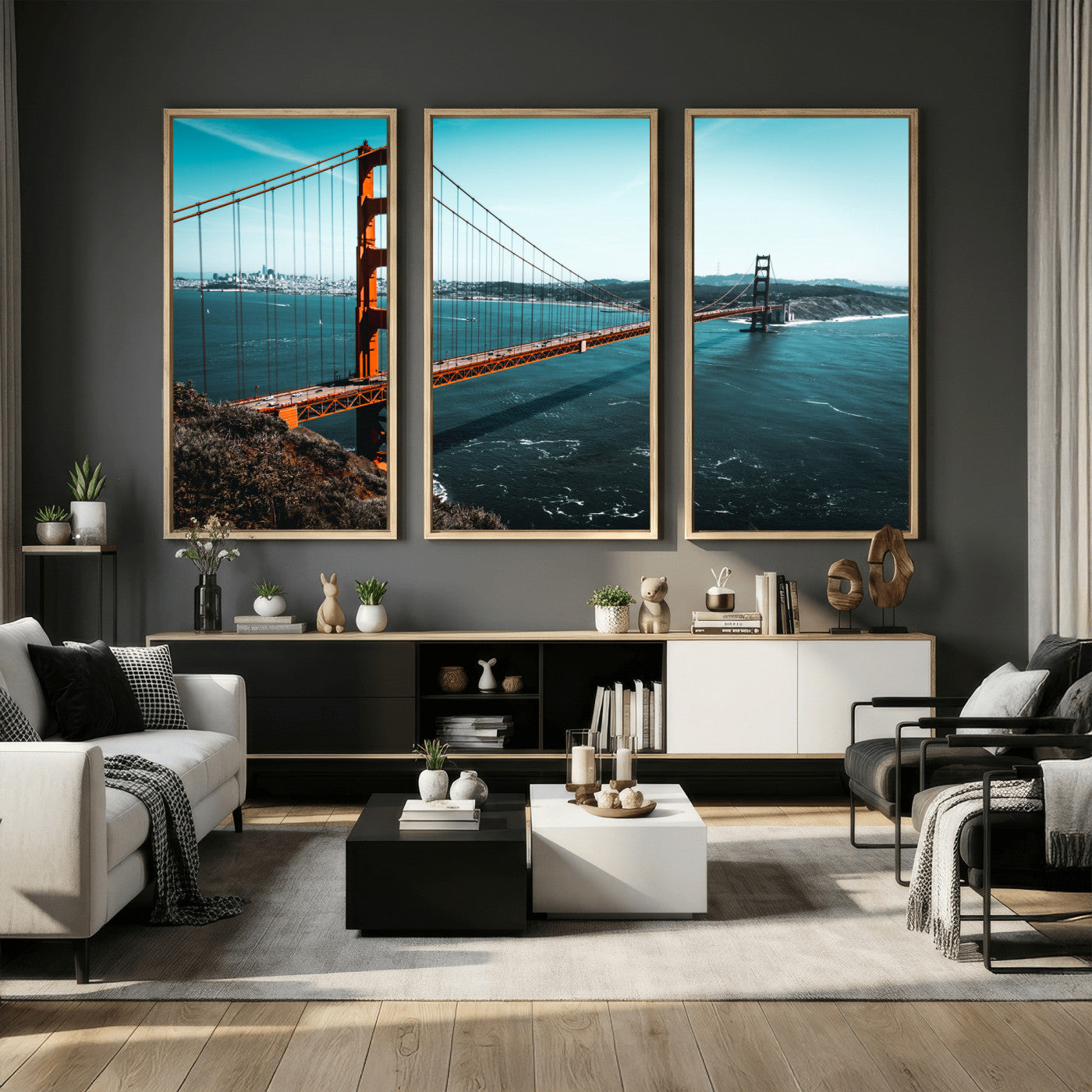 73996404-MGV-CV-36X24 - Golden Gate Bridge Wall Art Canvas Print – San Francisco Landmark Photography Artwork Print for Living Room, Office, and Modern Decor