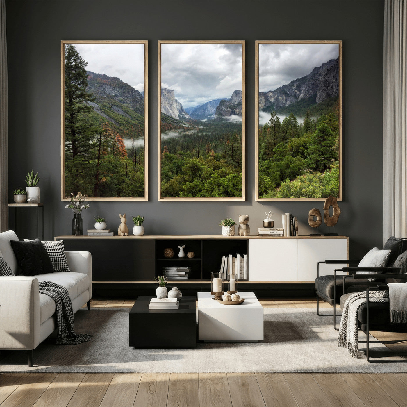 46168759-MGV-CV-36X24 - Yosemite Valley Wall Art Canvas Print, El Capitan Mountain Landscape Nature Wall Decor