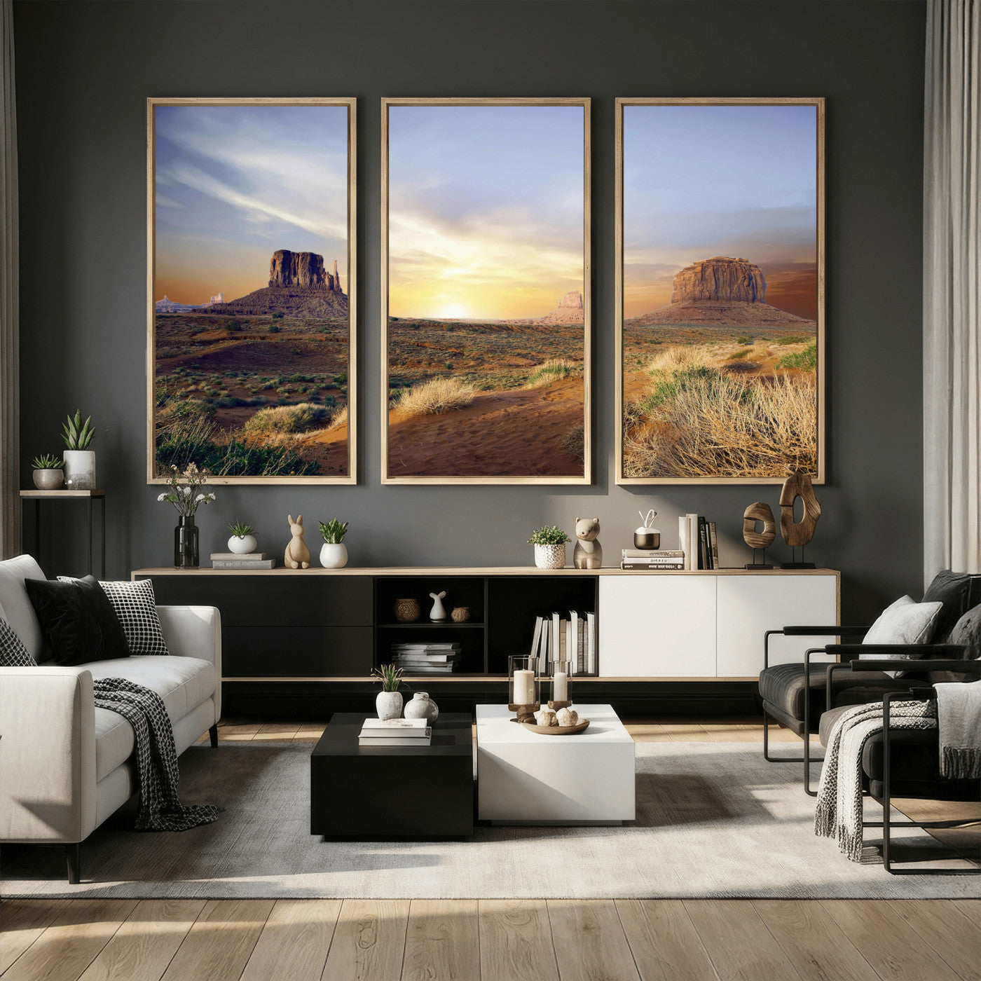 14901845-MGV-CV-36X24 - Monument Valley Desert Landscape Wall Art Canvas Print, Southwest Desert Rock Formation Canvas Print, Western Red Rock Panorama Art Printing