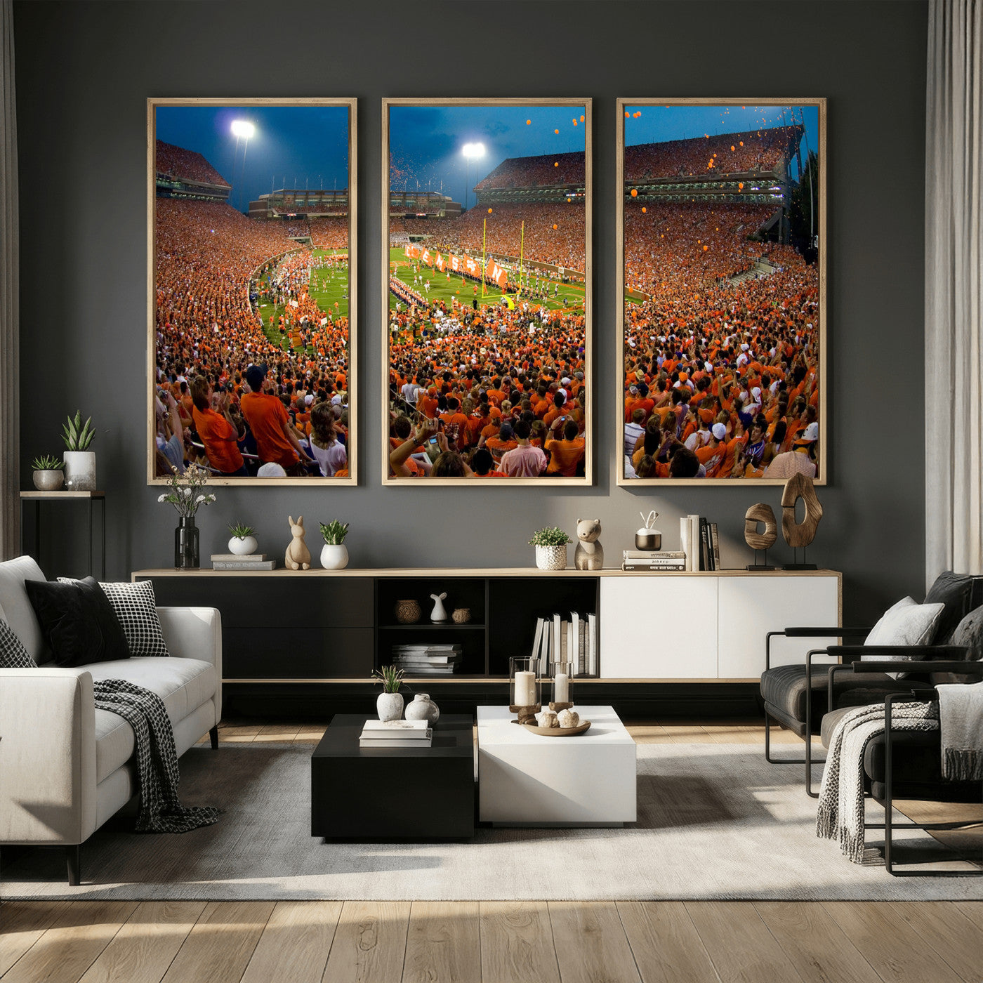 42850097-MGV-CV-36X24 - Clemson Tigers Memorial Stadium Wall Art Canvas Print, Death Valley Football Stadium Artwork, Packed Game Night Crowd Scene