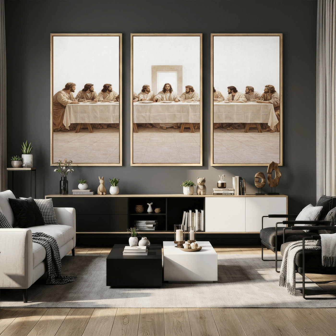 76380069-MGV-CV-36X24 - The Last Supper Wall Art Canvas Print, Jesus Christ Biblical Scene Canvas Print, Christian Religious Artwork for Church Living Room Decor