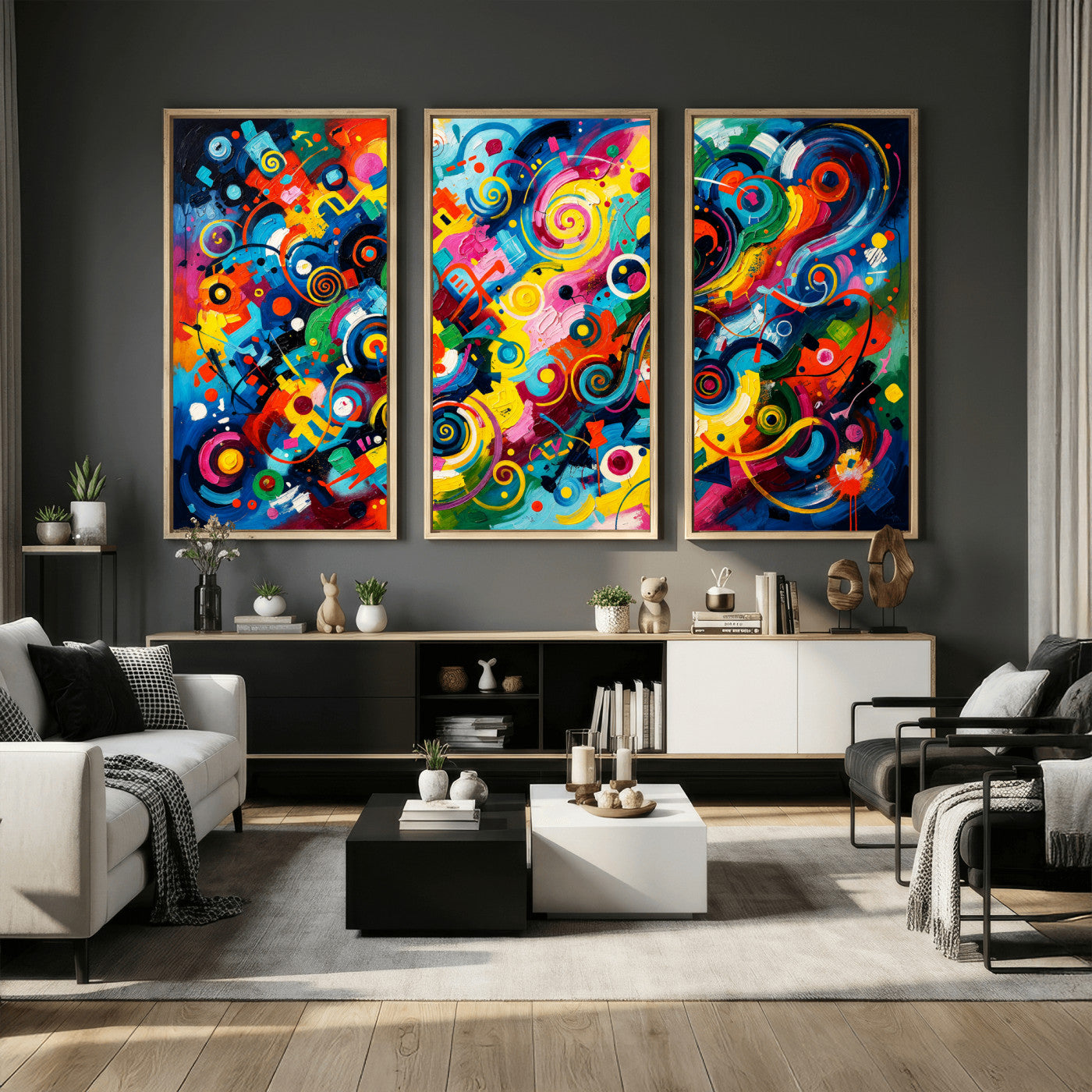 4712069R1-MGV-CV-36X24 - Geometric Abstract Wall Art Canvas Print, Bold Color Abstract Expressionist Painting Print, Modern Geometric Abstract Canvas Art