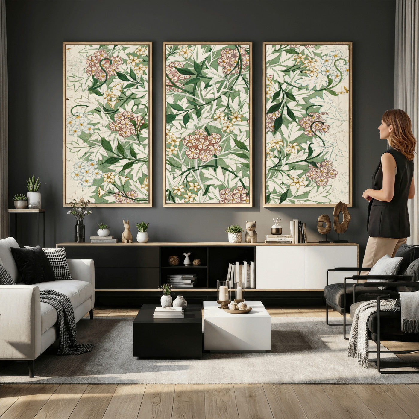 33560597-MGV-CV-36X24 - William Morris Jasmine 1872 Canvas Wall Art — Arts and Crafts Botanical Print | Vintage Green Floral Decor | Cottagecore Gift | Classic Art