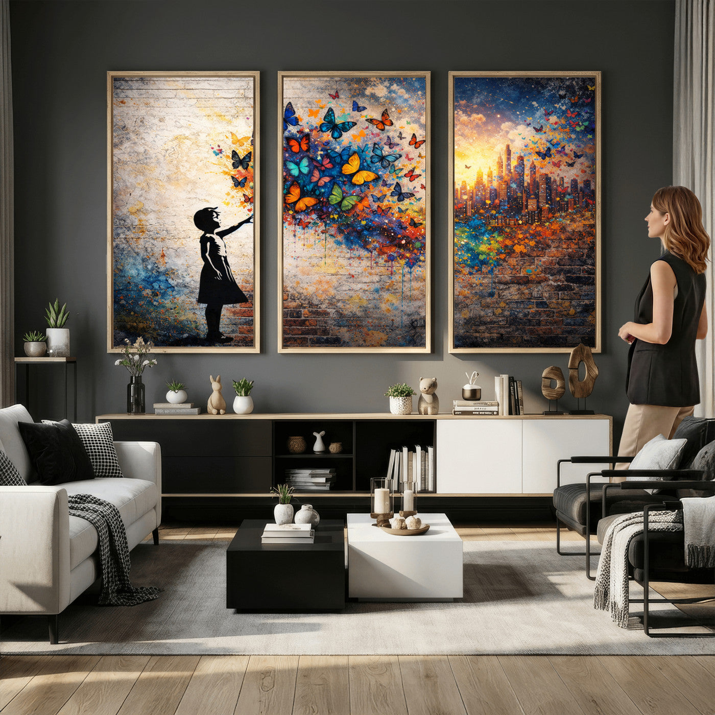 21540821-MGV-CV-36X24 - Banksy Girl Wall Art Canvas Print for Living Room Decor