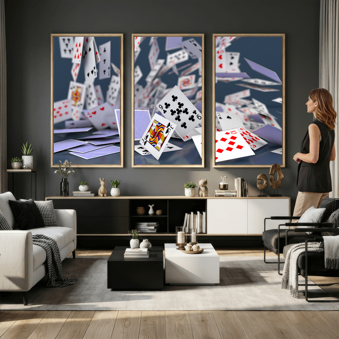 66392185-MGV-CV-36X24 - Playing Cards Canvas Wall Art | Casino Game Room Decor, Poker Decor Art