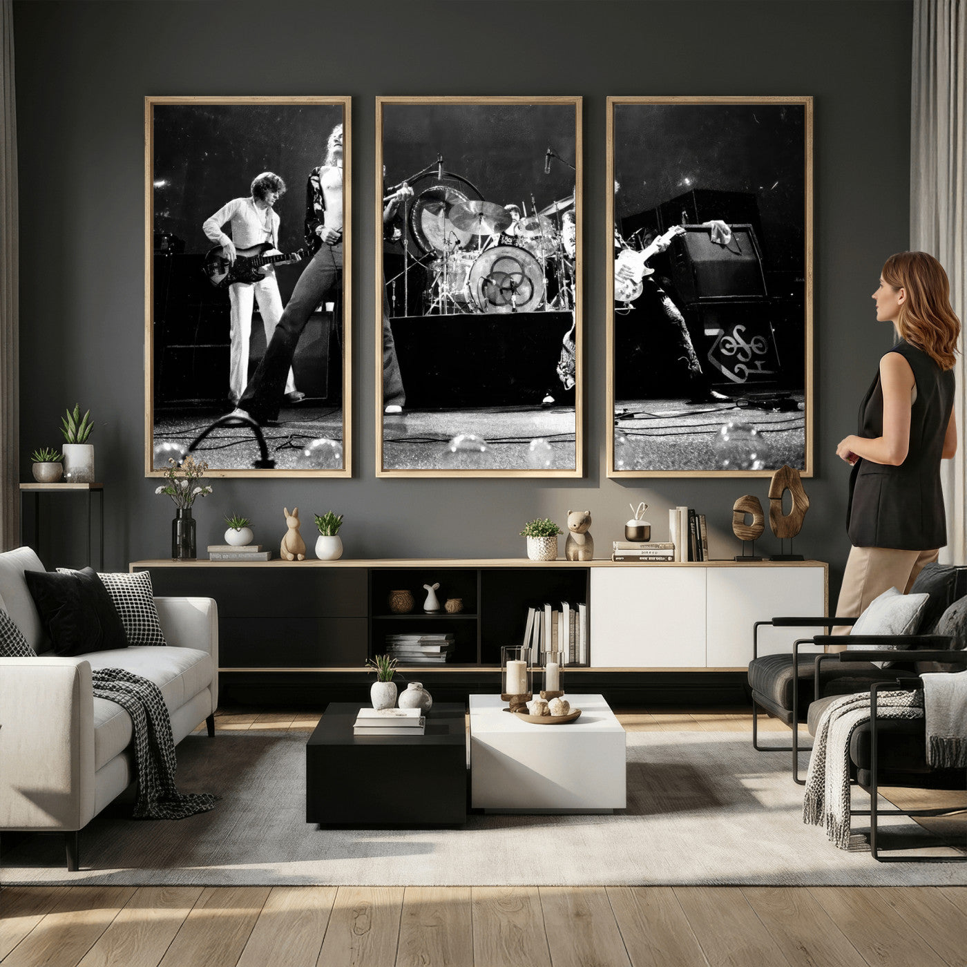 87313532-MGV-CV-36X24 - ed Zeppelin Live Concert Canvas Wall Art, Classic Rock Band Photography Print, Vintage Music Stage Performance Artwork