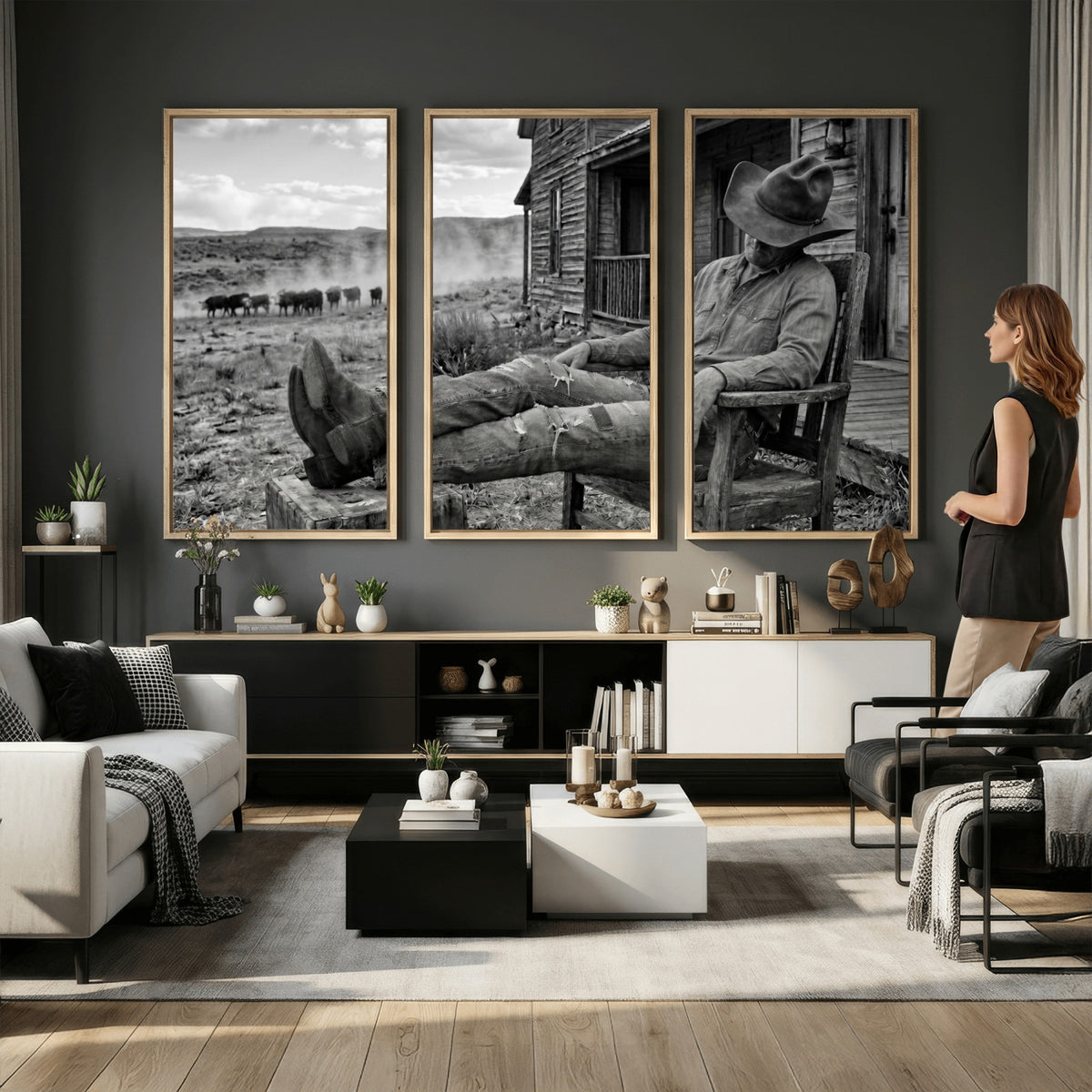 94461975S-MGV-CV-36X24 - Vintage Sleeping Cowboy Wall Art Canvas Print, Western Home Decor