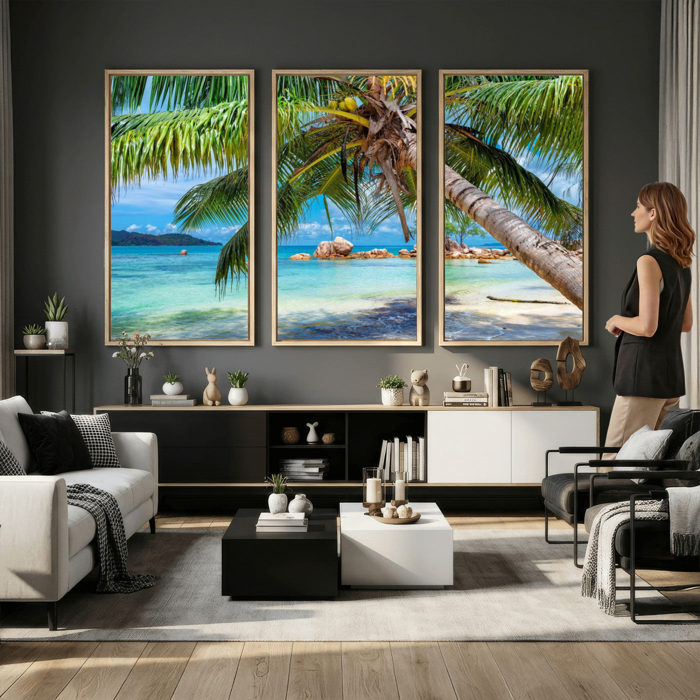 86824715-MGV-CV-36X24 - Seychelles Beach Canvas Wall Art - Anse Volbert Praslin Island Print