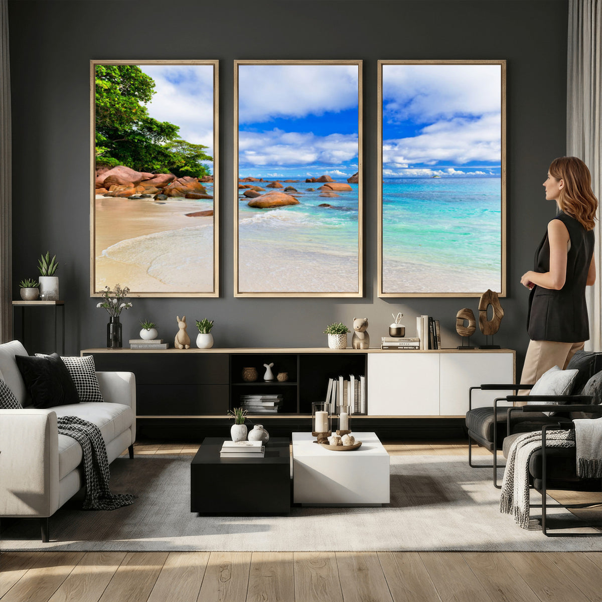 81980382-MGV-CV-36X24 - Seychelles Beach Canvas Wall Art - Anse Intendance Turquoise Ocean Print