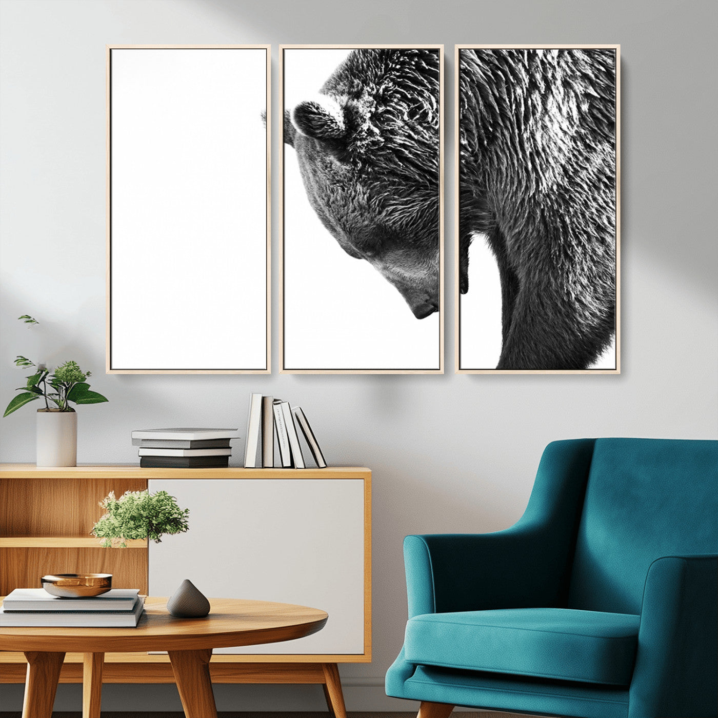 -Black and White Grizzly 399 Bear Canvas Print Wall Art | Large Wildlife Canvas Print for Living