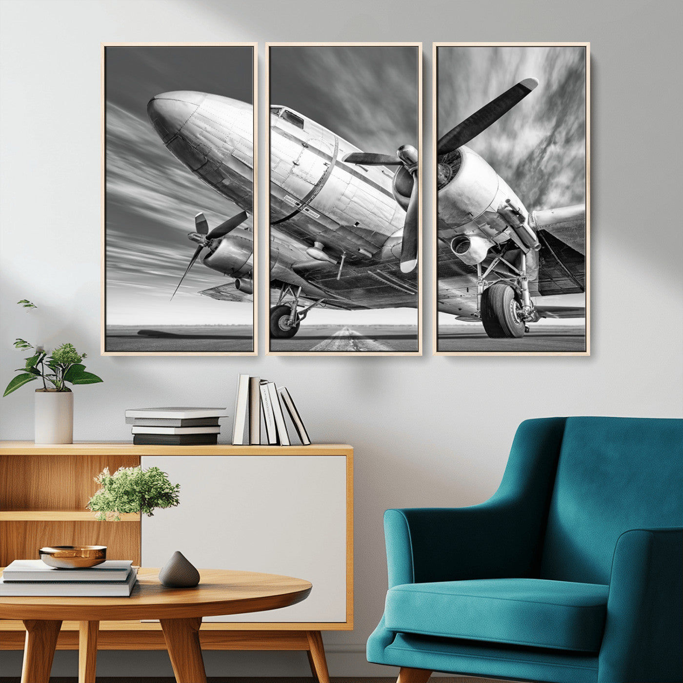 82744-MGV-CV-36X24-Vintage Airplane on Runway Canvas Print