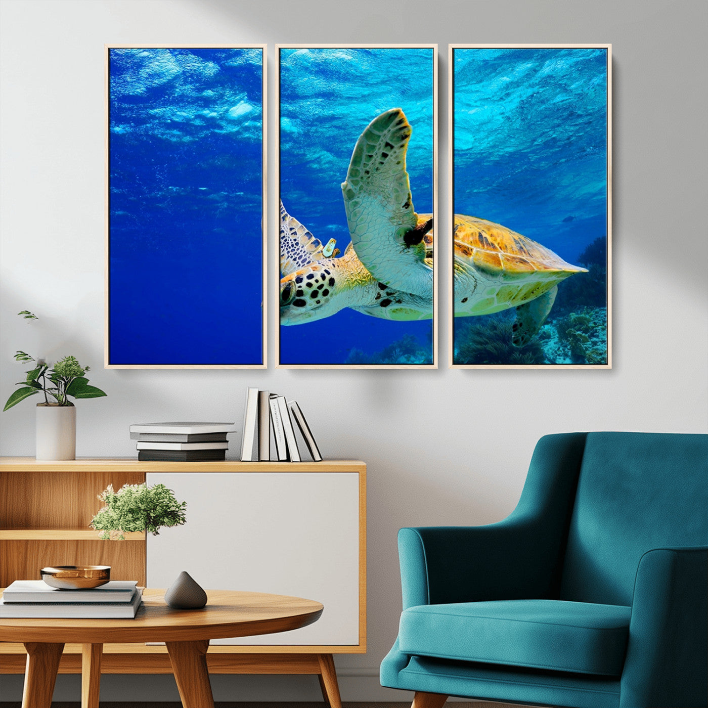16292-MGV-CV-36X24-Sea Turtle Wall Art Canvas Print, Sea life in the Ocean Wall Art Printing