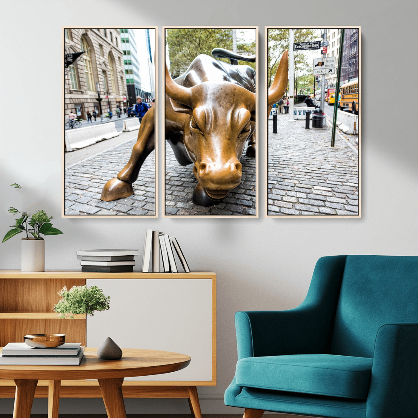 -Charging Bull Wall Art Canvas Print